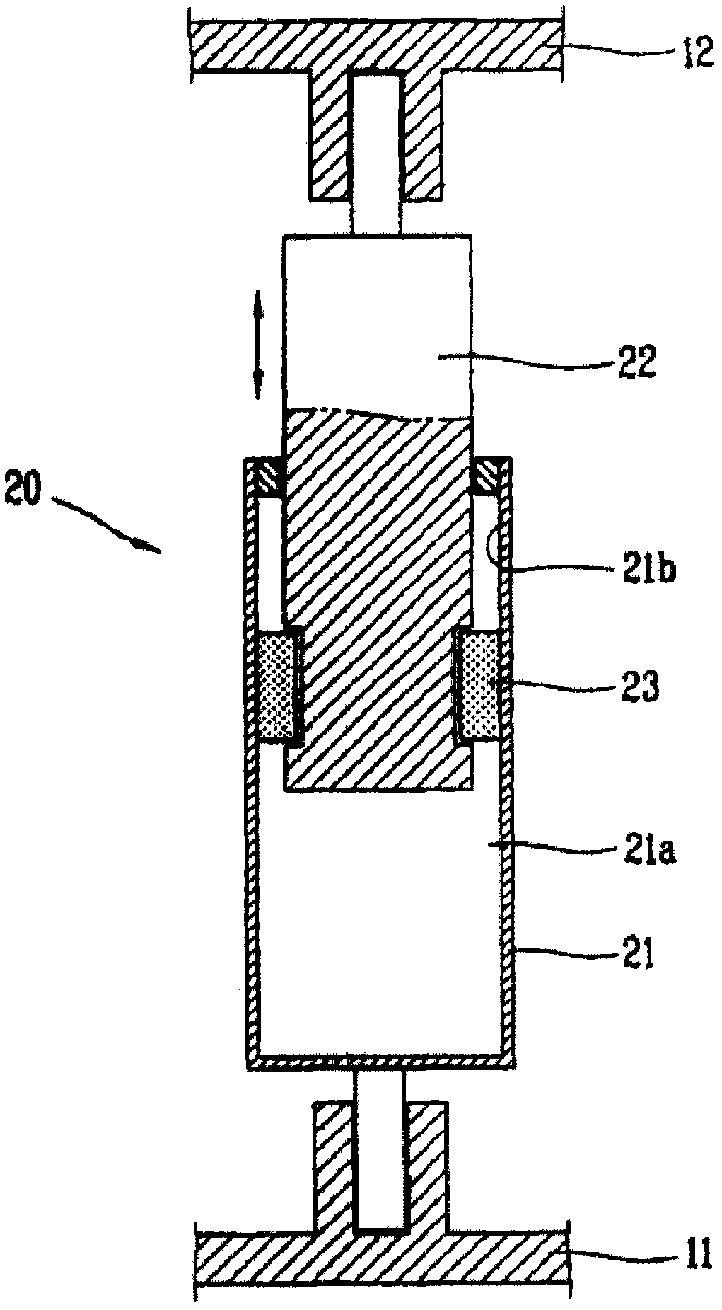 Fluid variable damping shock absorber and washing machine equipped with same