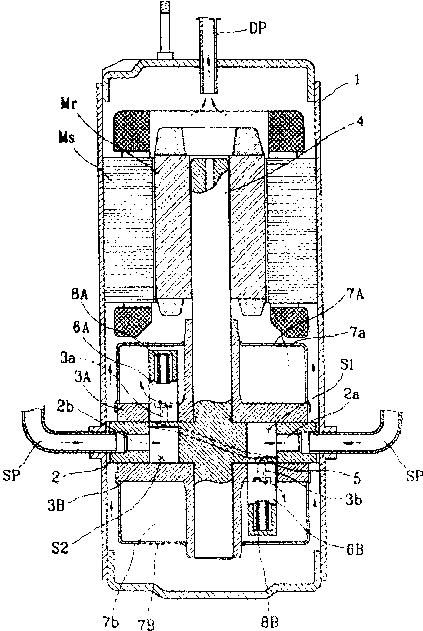 Partition plate structure of hermetic compressor