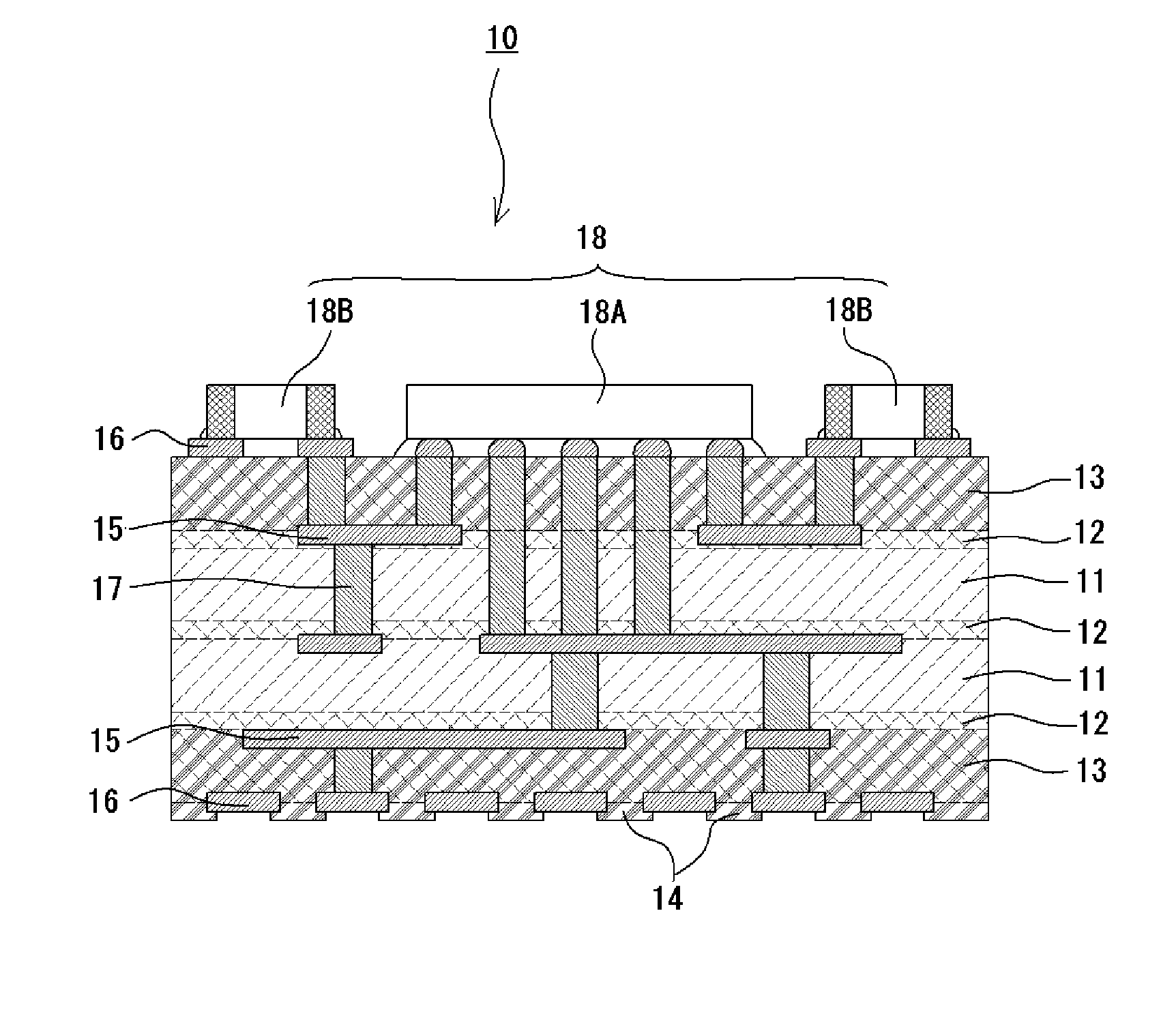 Ceramic composite multilayer substrate, method for manufacturing ceramic composite multilayer substrate and electronic component