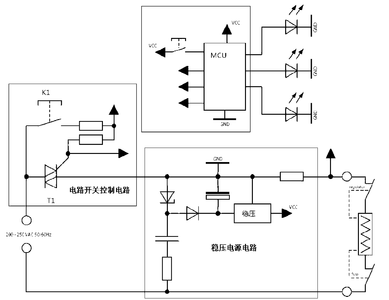 Switching circuit free of standby power consumption
