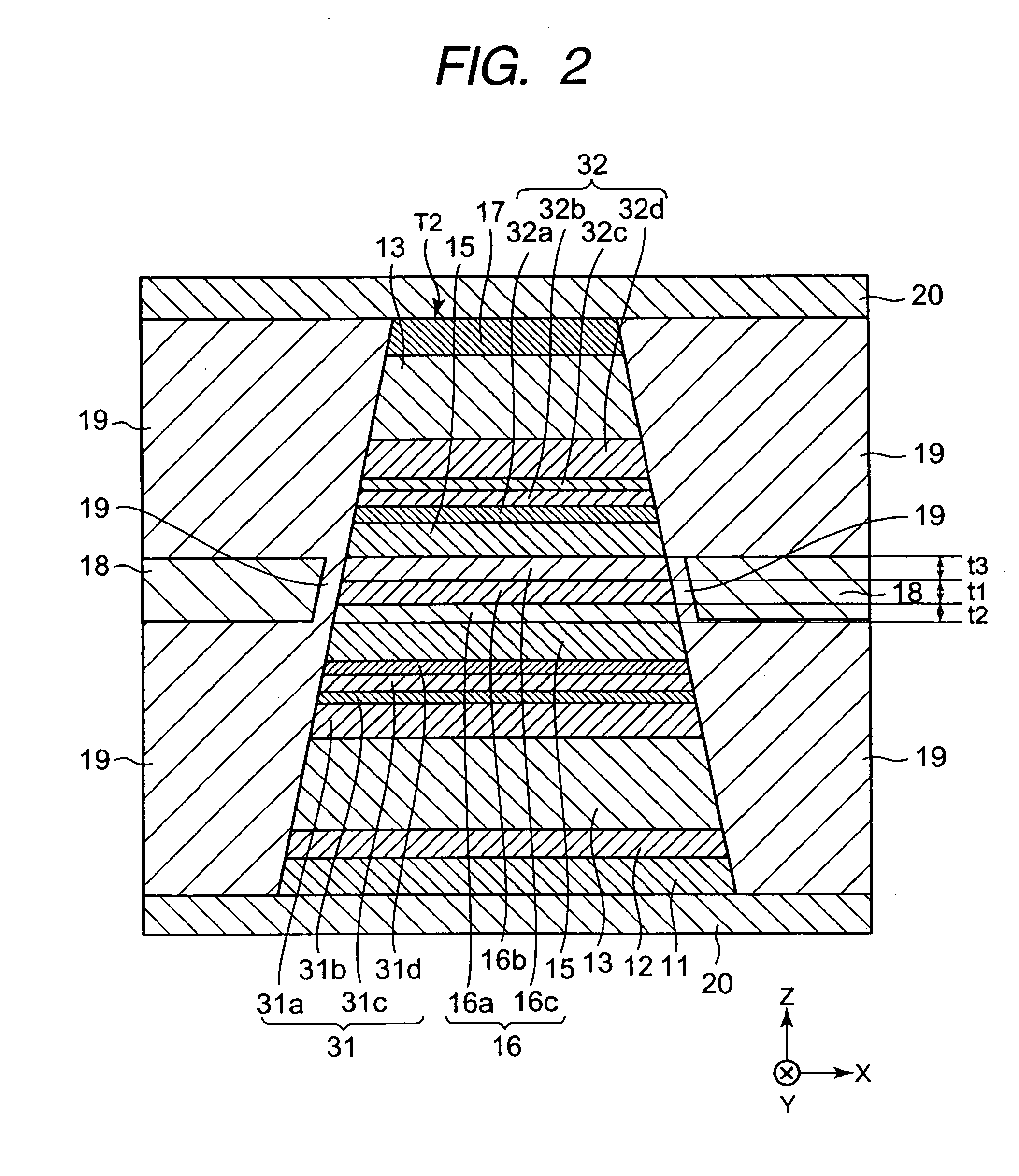 Magnetic detectible head comprising free layer