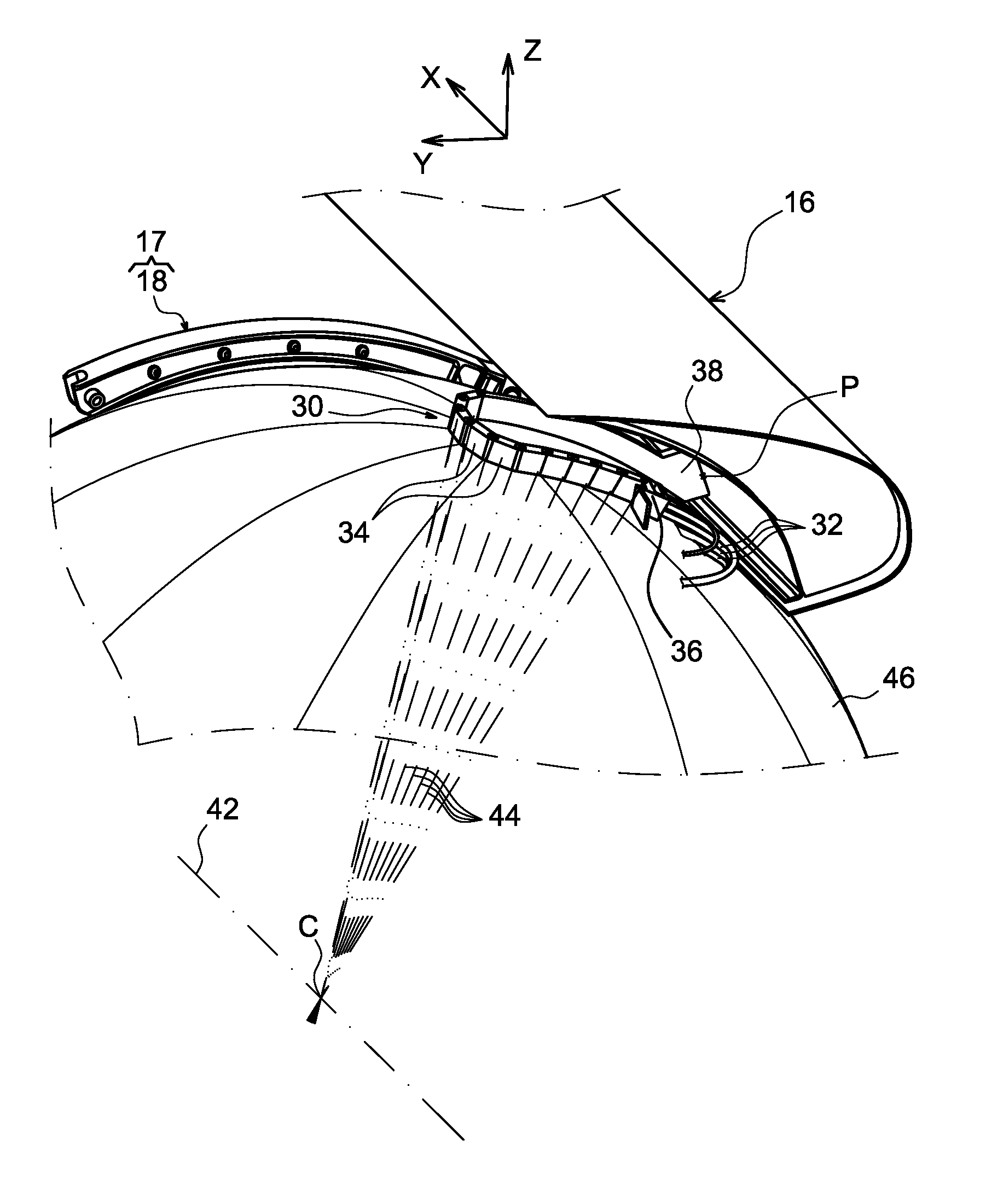 Cable carrier chain for leading edge mobile slat for an aircraft wing