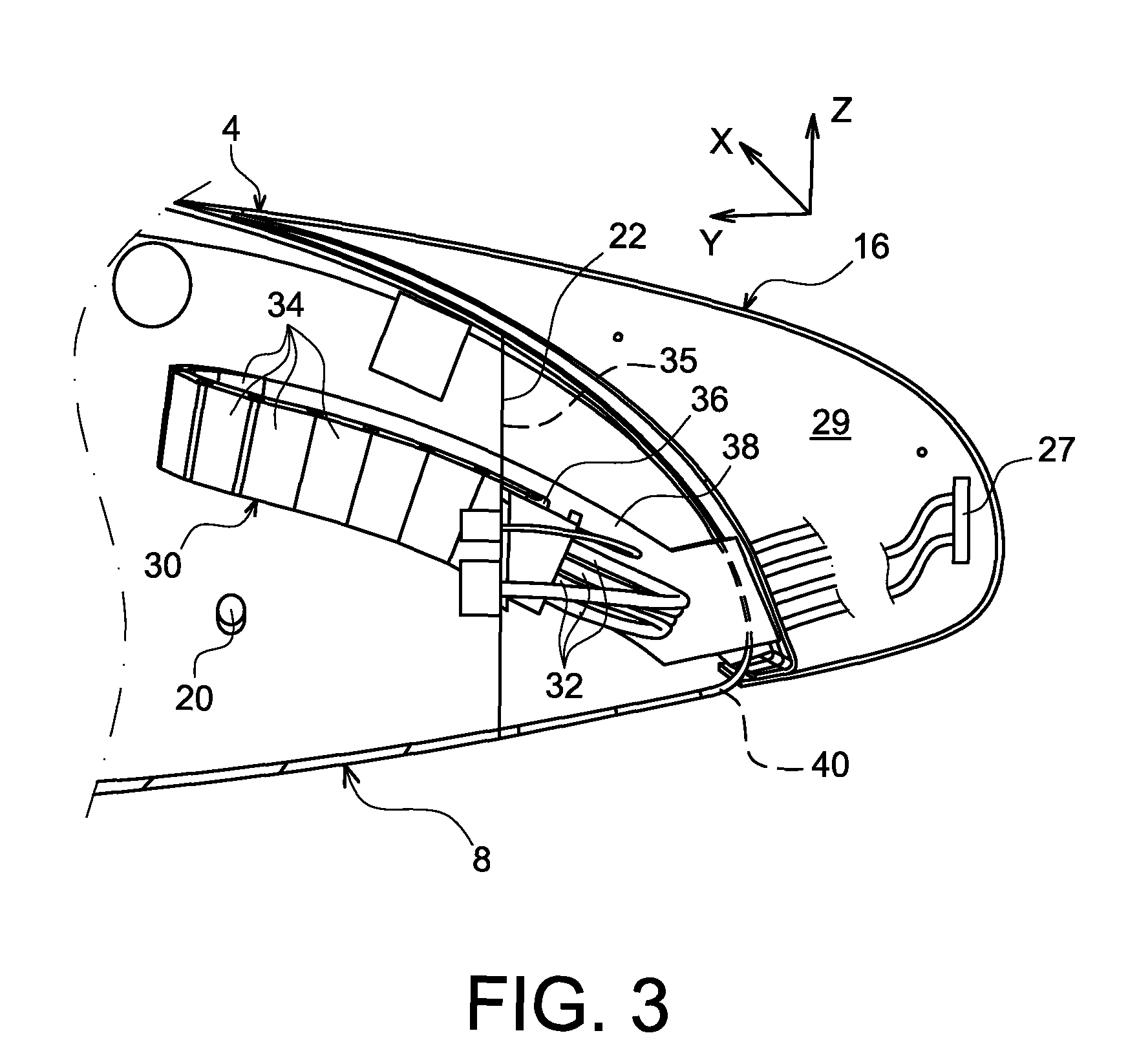 Cable carrier chain for leading edge mobile slat for an aircraft wing