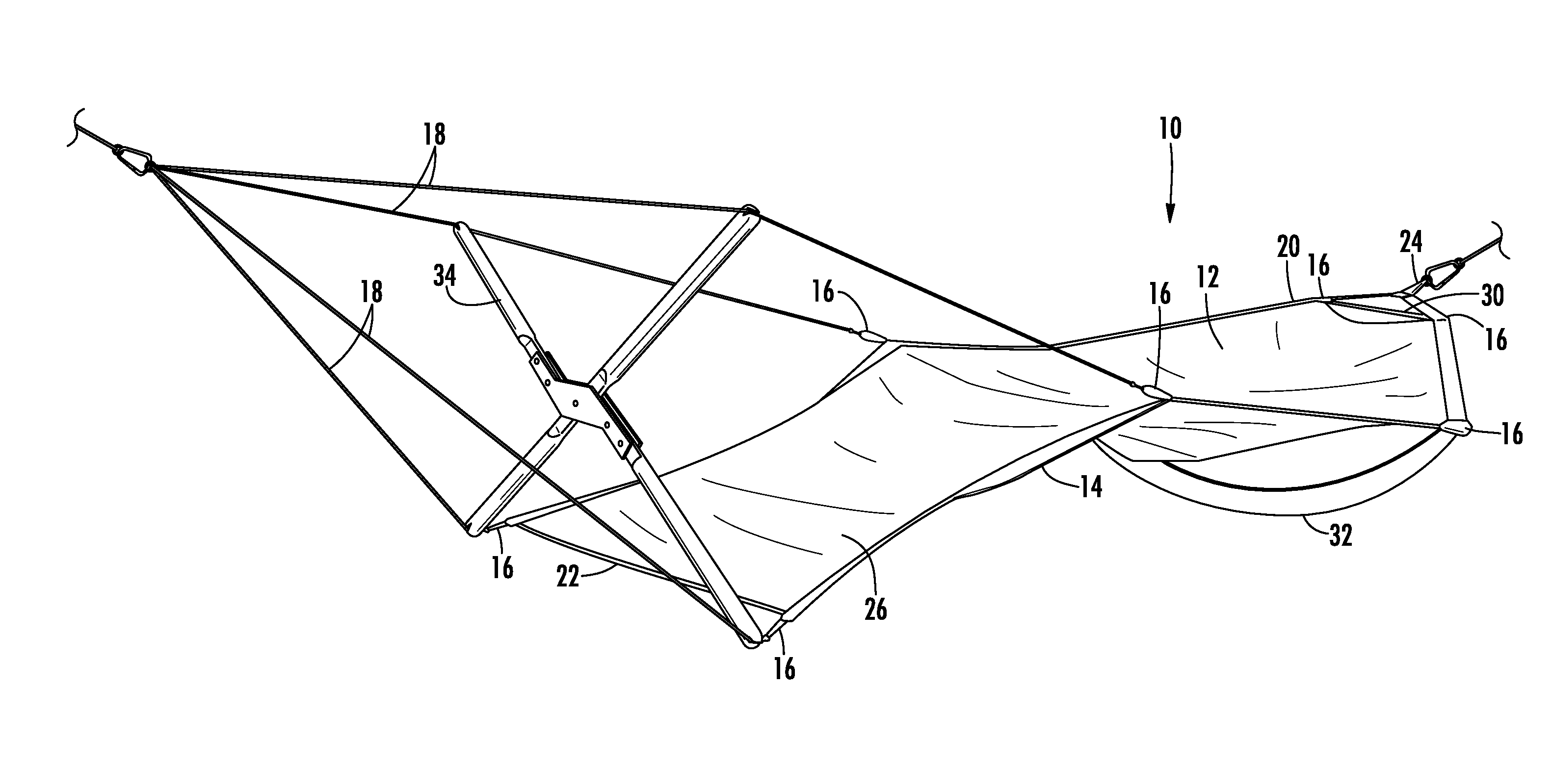 Hammock with quadrecline geometry