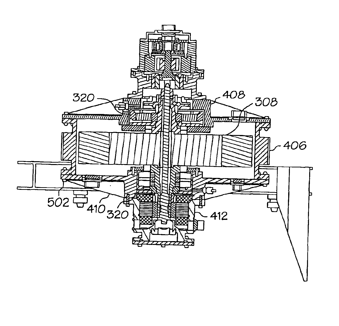 Energy storage flywheel system with a power connector that integrally mounts one or more controller circuits