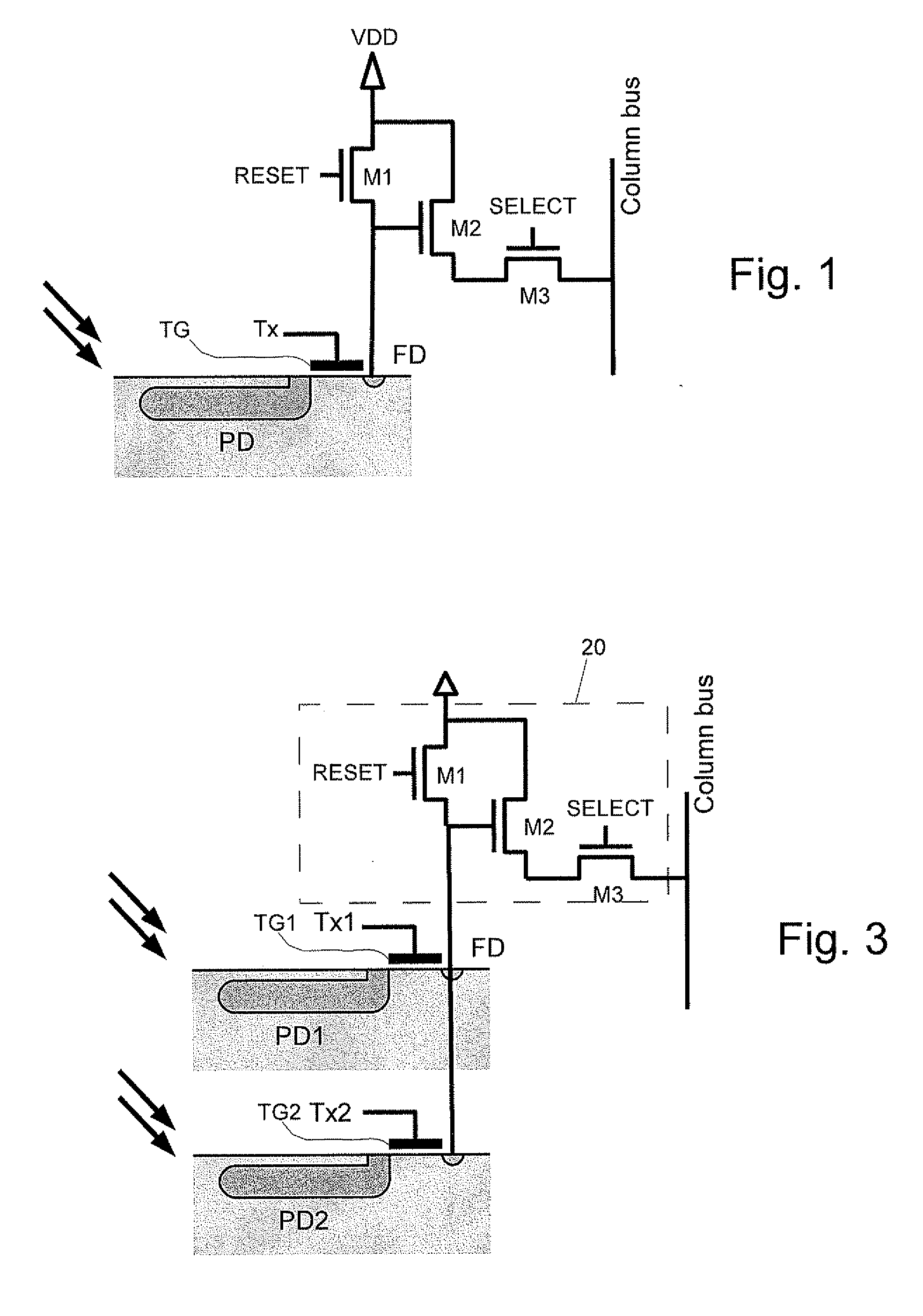 Pixel array with shared readout circuitry