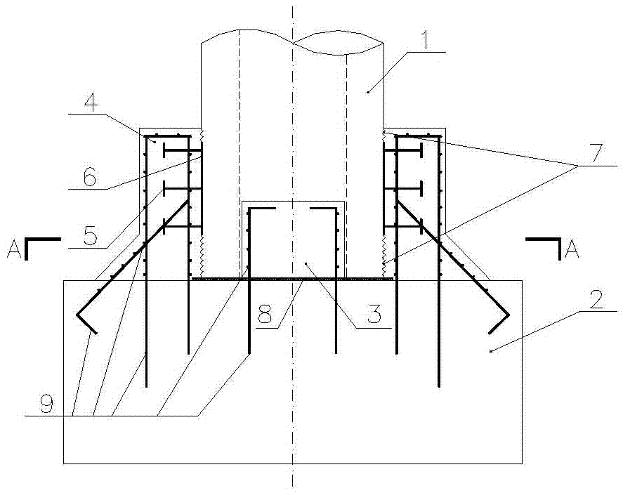 Connection structure of prefabricated bridge pier and bearing platform and construction method thereof