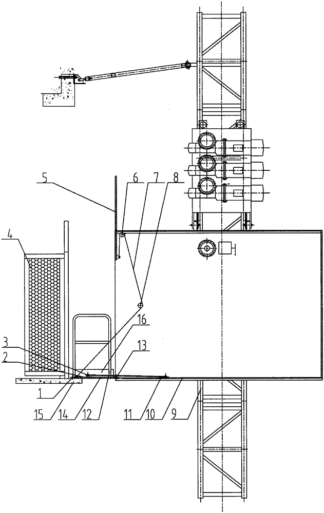 An automatic folding flap door of a construction hoist