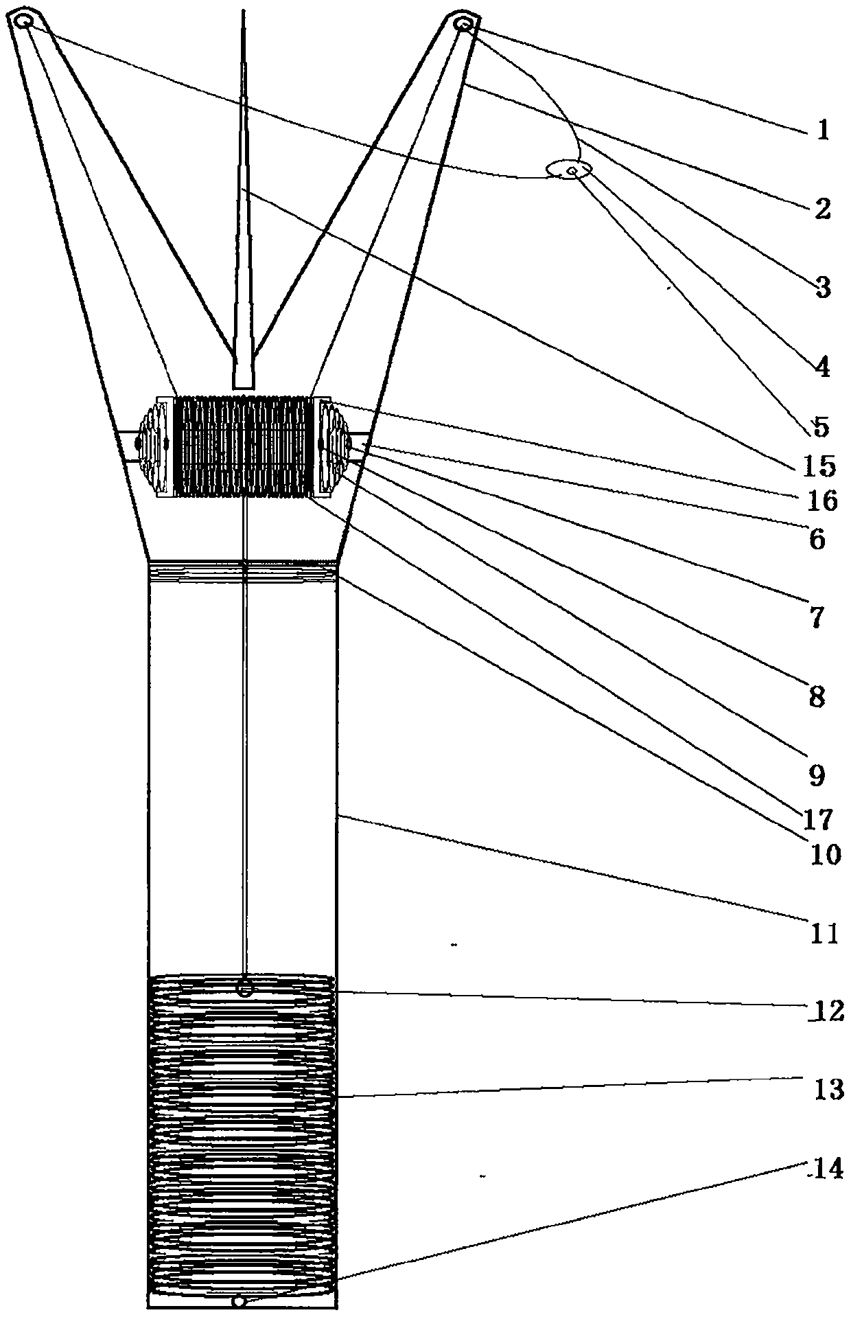 Forked hand-guide type spring object throwing device