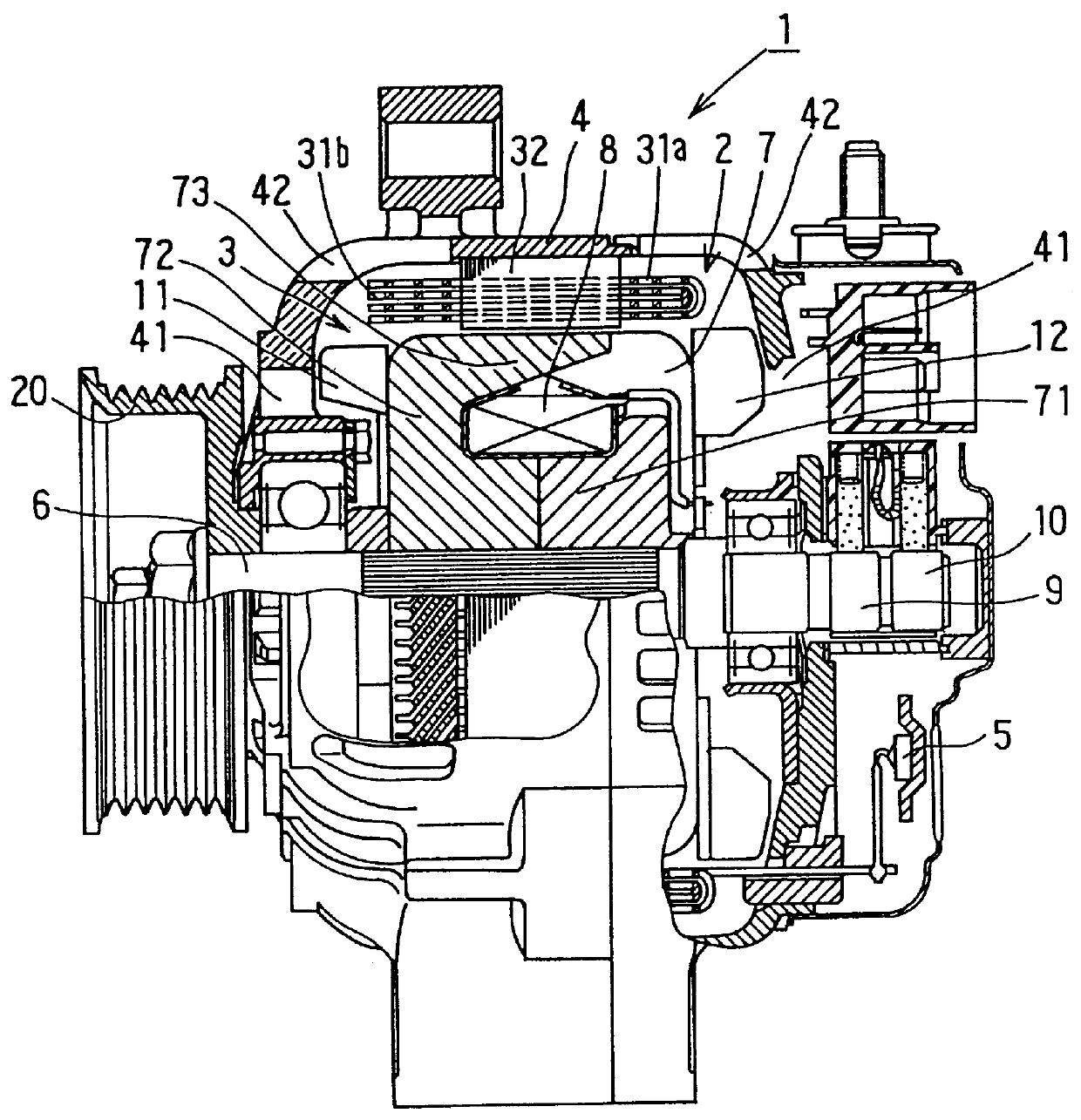 Stator arrangement of alternator for vehicle