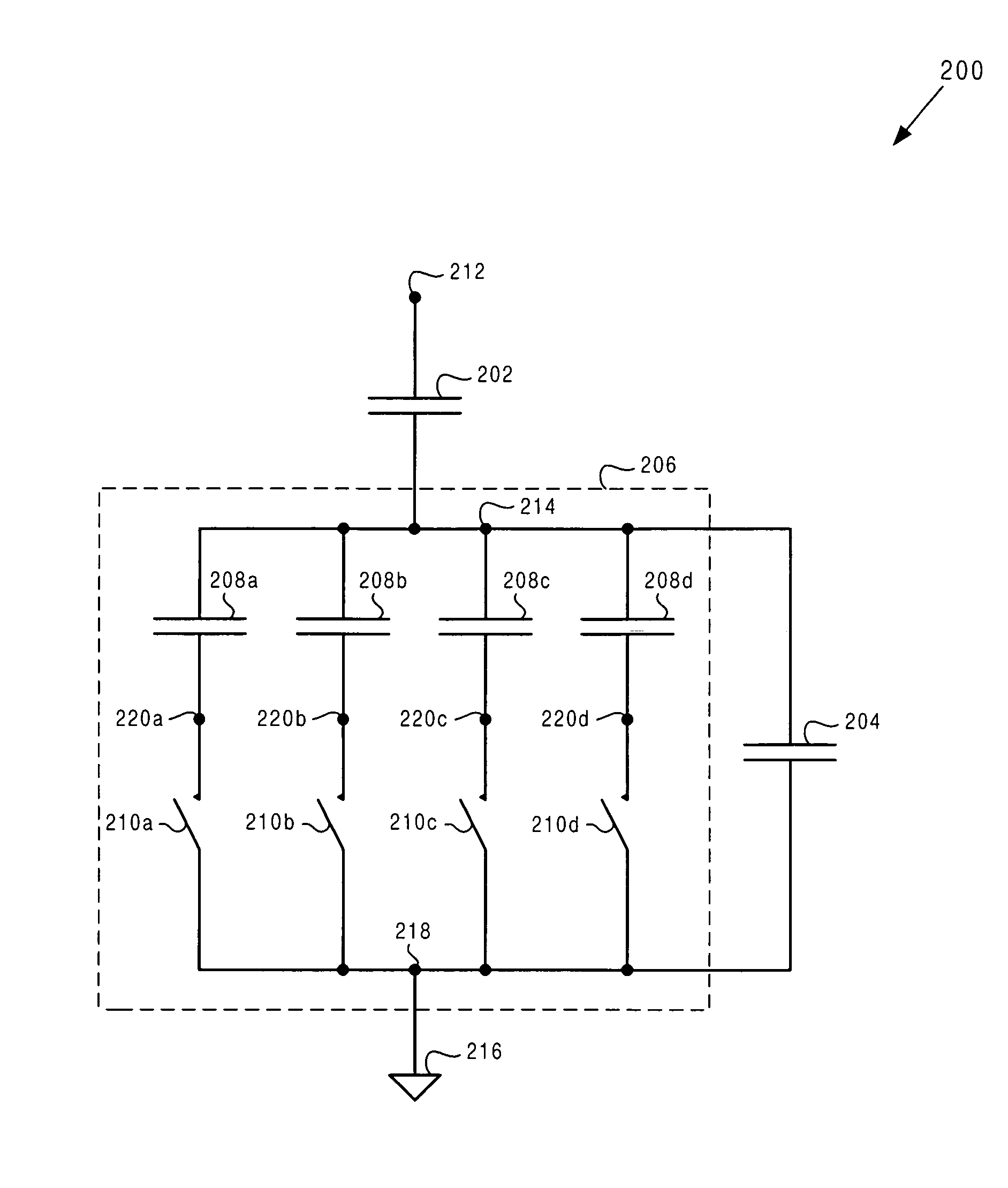 Capacitive tuning network for low gain digitally controlled oscillator