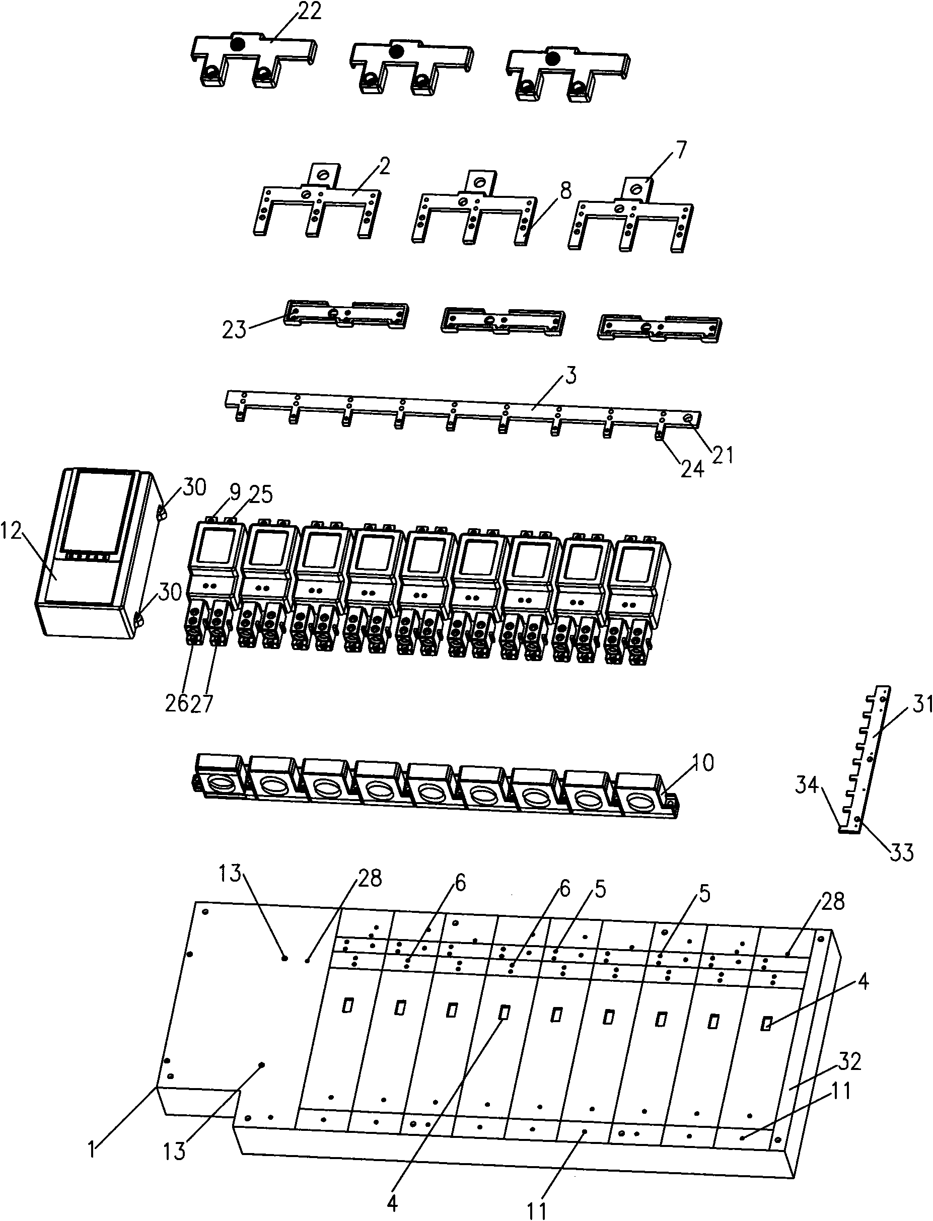 Electric energy metering assembly structure