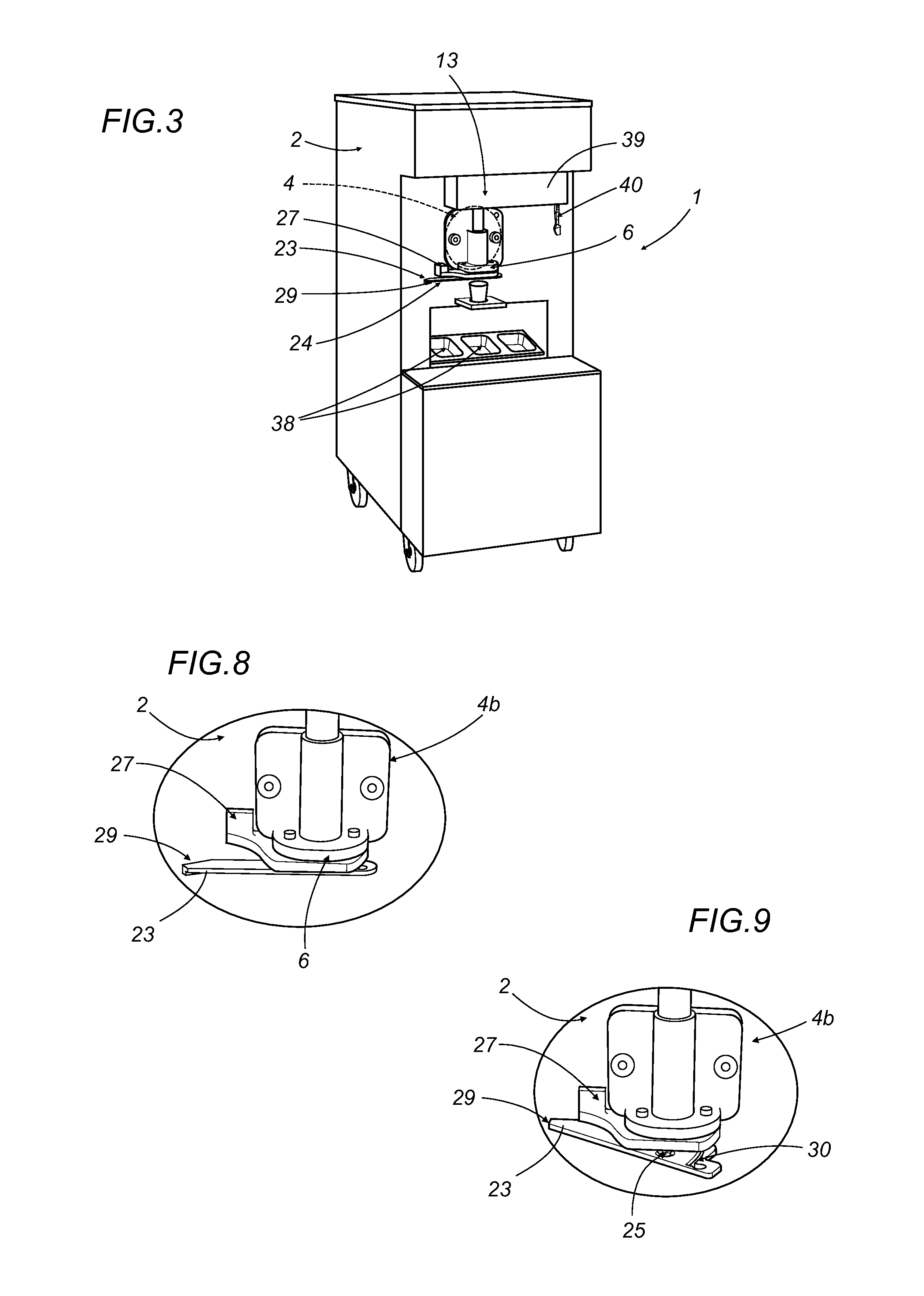 Machine for making and dispensing food products such as ice creams, ice cream shakes and the like