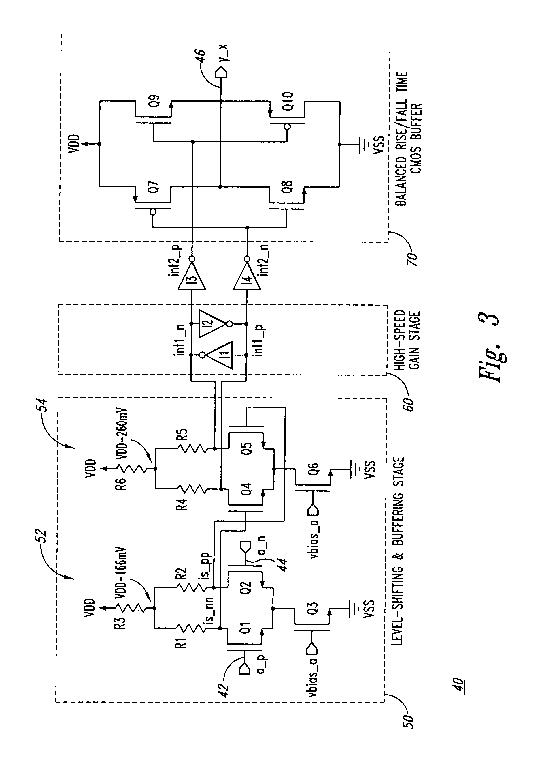 High-speed differential logic to CMOS translator architecture with low data-dependent jitter and duty cycle distortion