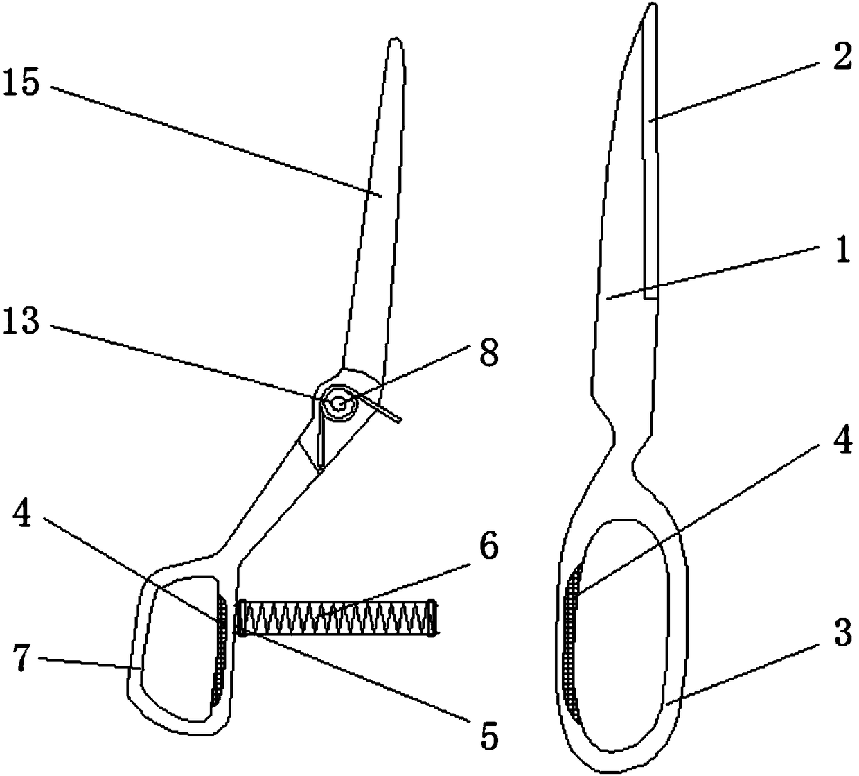 Hand-held compression-proof cutting scissor for garment processing