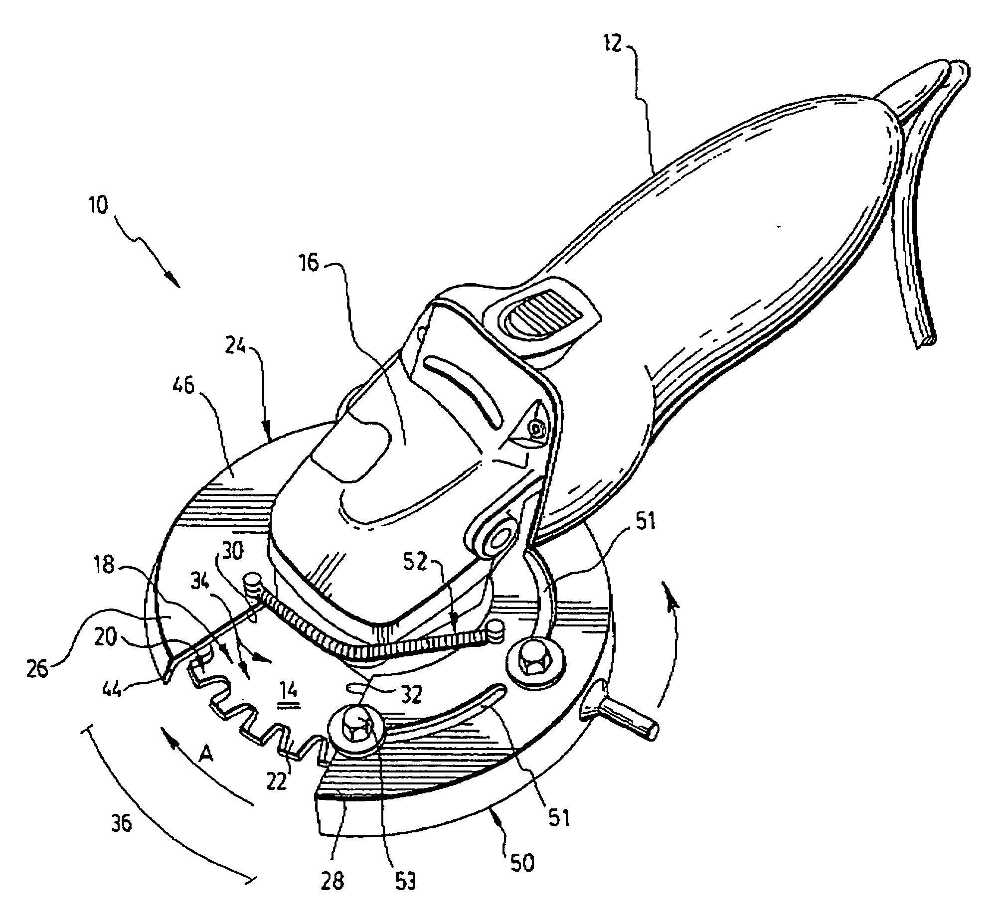 Portable cutting device with guiding guard