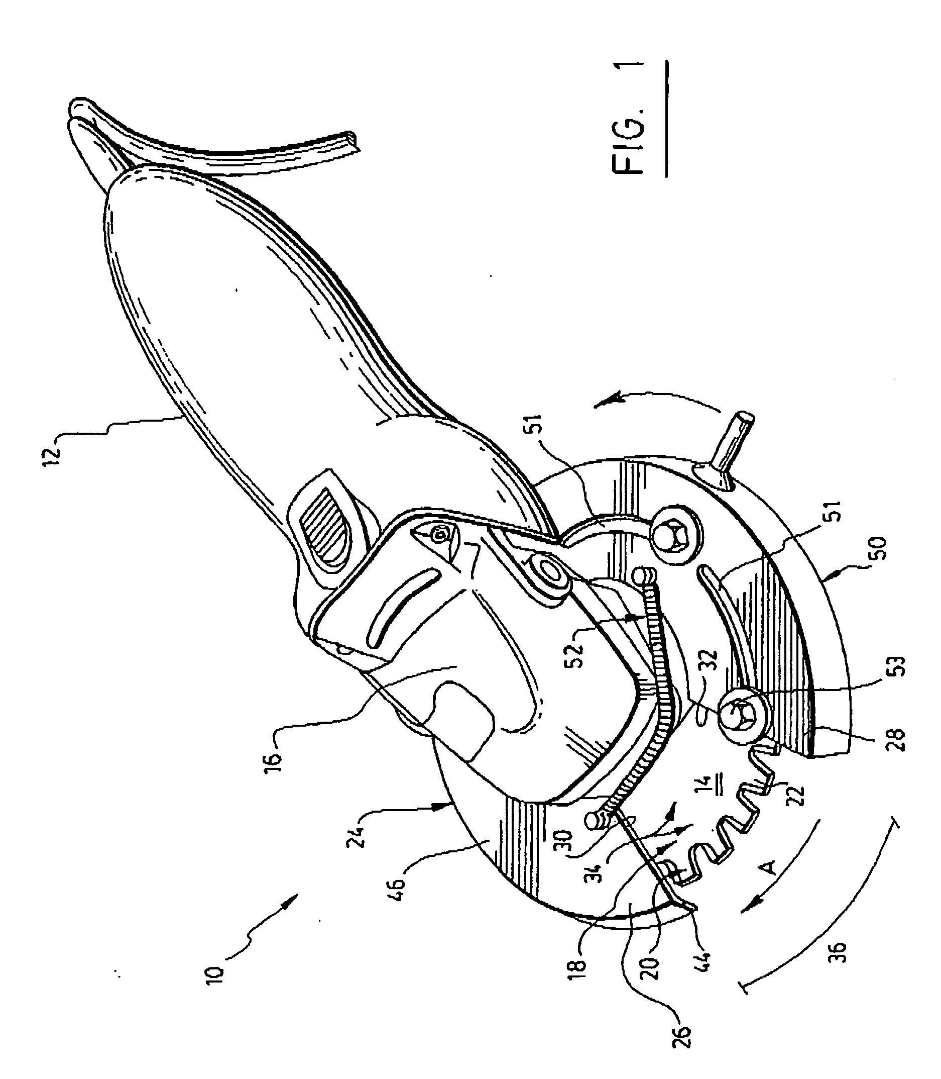 Portable cutting device with guiding guard