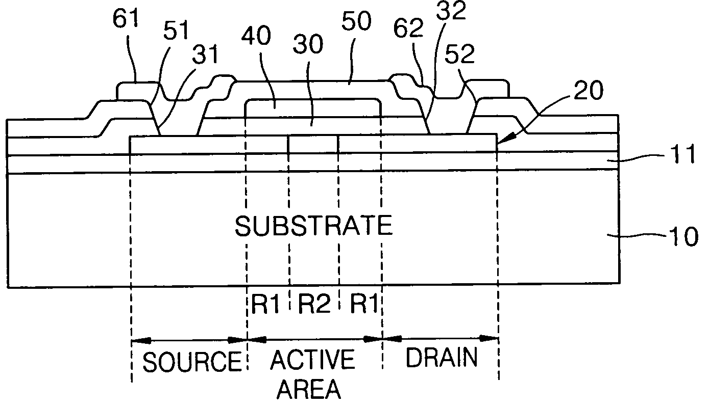 Semiconductor device with modified mobility and thin film transistor having the same