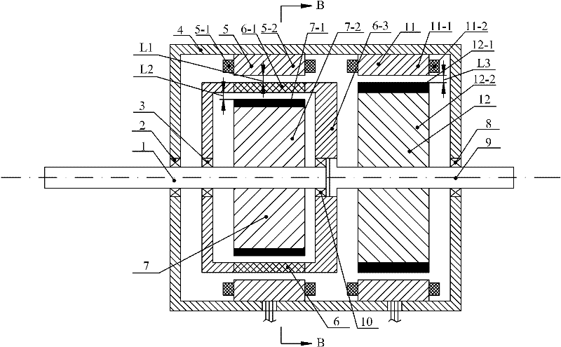 Radial-radial magnetic field modulation type brush-less composite structure motor