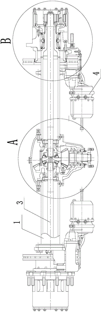 Secondary speed-reduction rear driving axle assembly