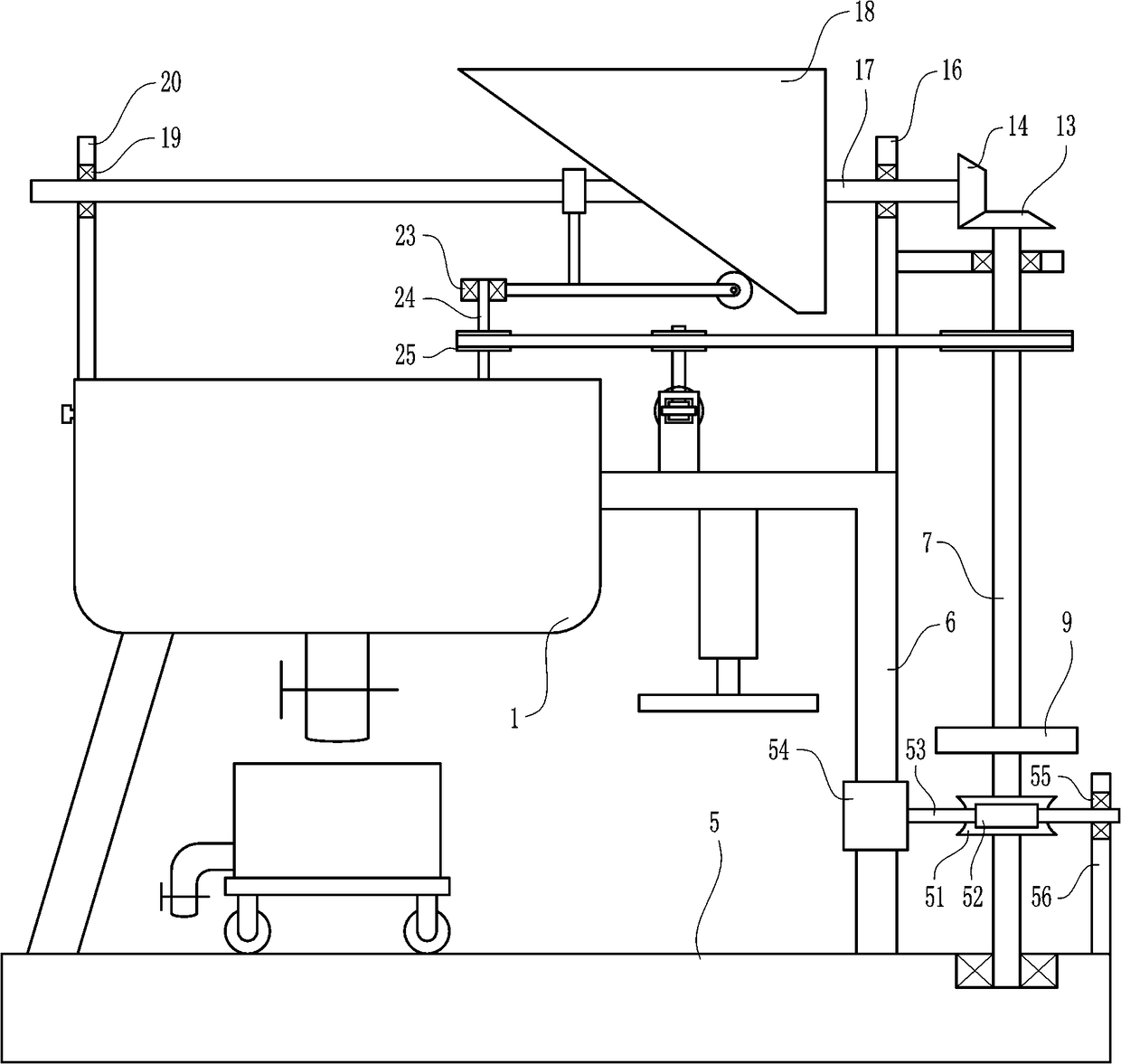 Movable stirring device for resistor production raw materials of electronic components