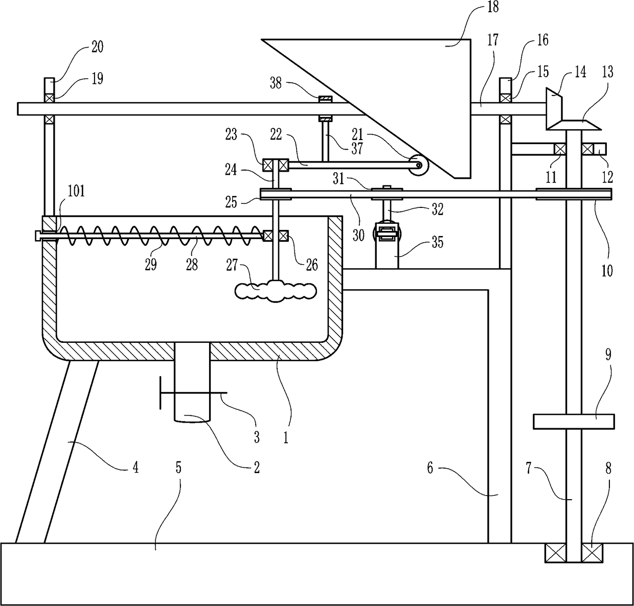 Movable stirring device for resistor production raw materials of electronic components