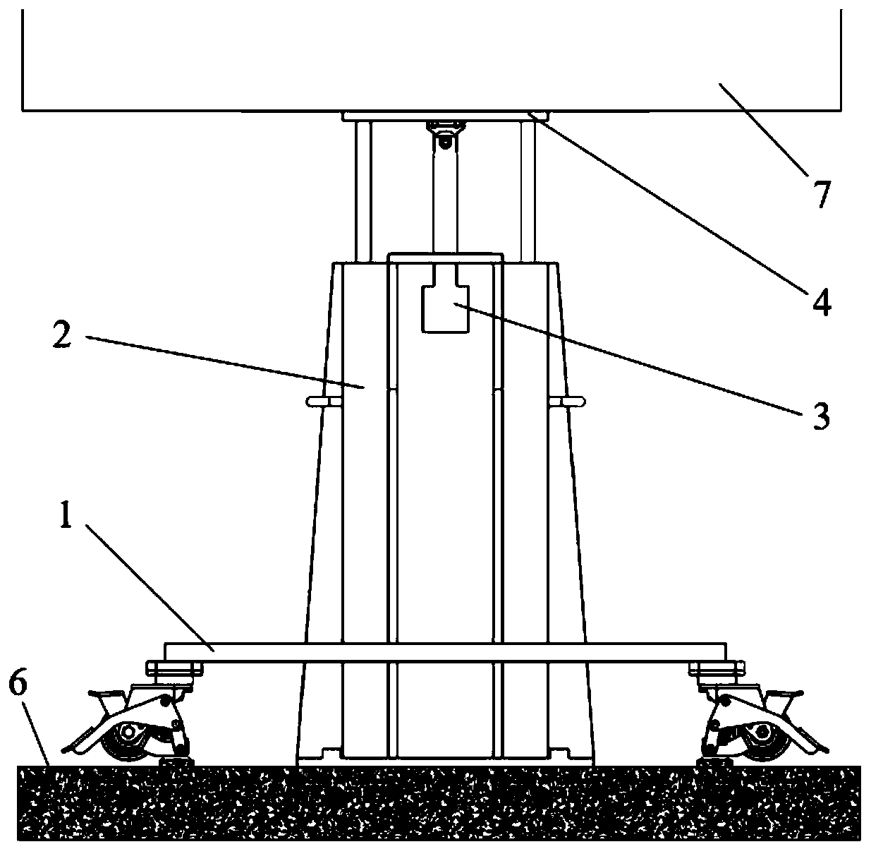 Movable straddle type monorail electric induction type train body supporting device