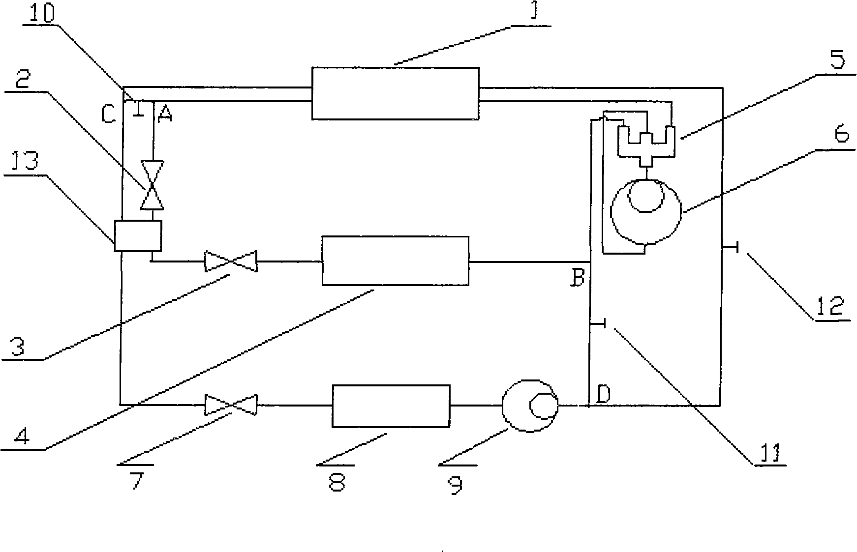 Combination method and device of two-stage compression heat pump air conditioner and refrigerator system