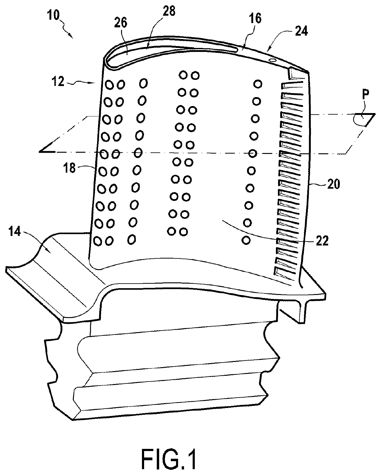 Turbine blade having an improved structure