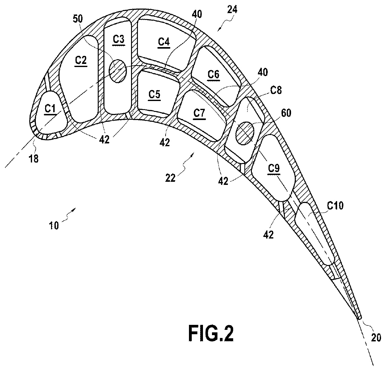 Turbine blade having an improved structure