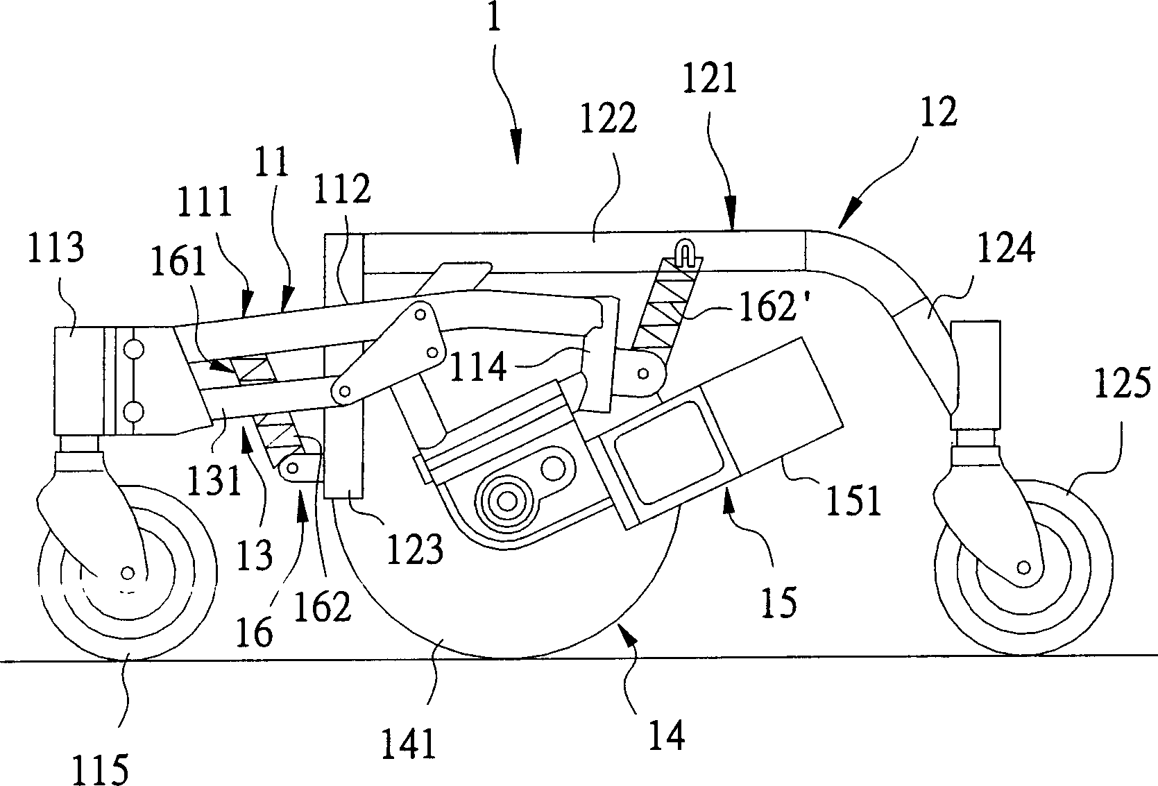 Power-driven wheelchair chassis device