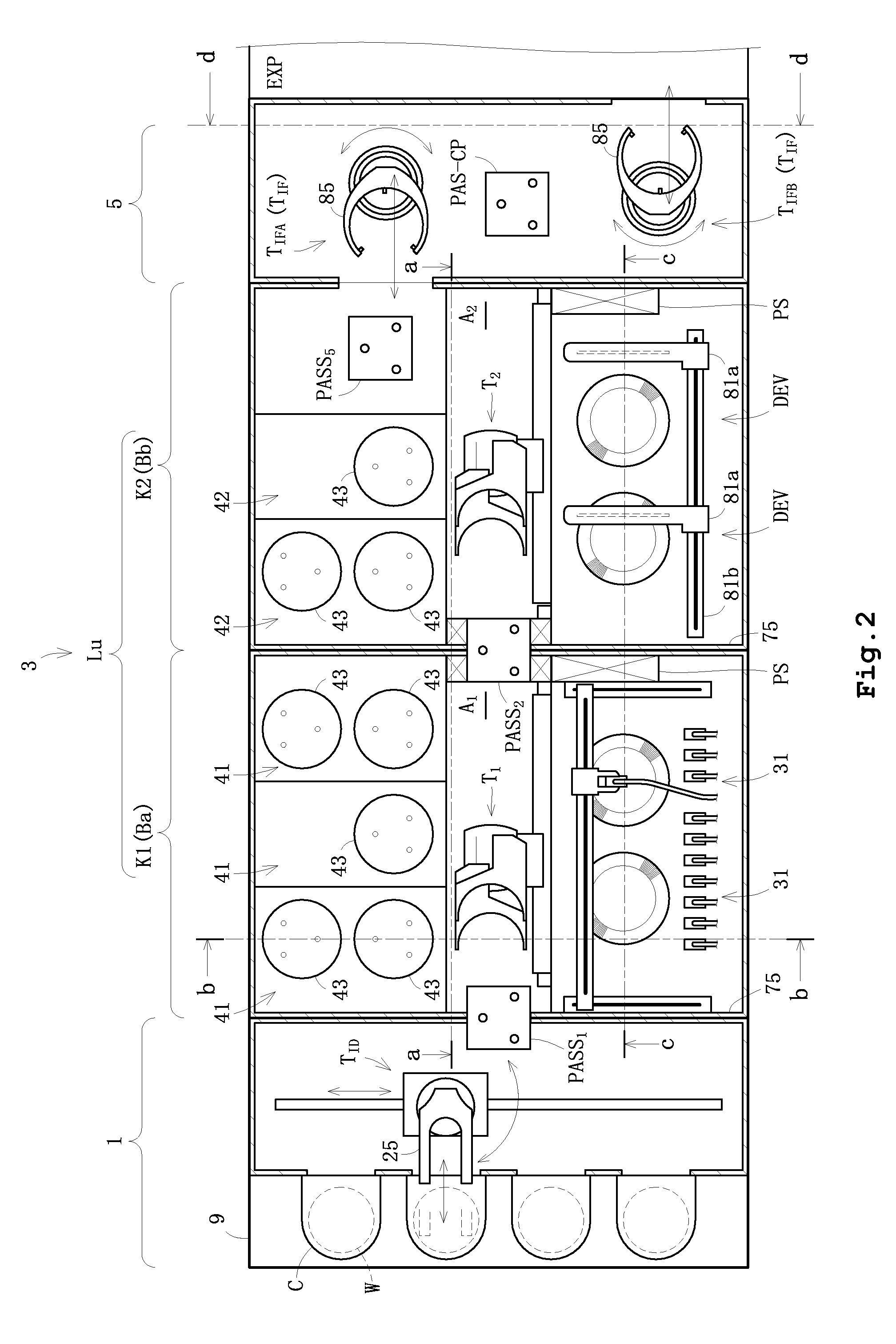 Multi-line substrate treating apparatus