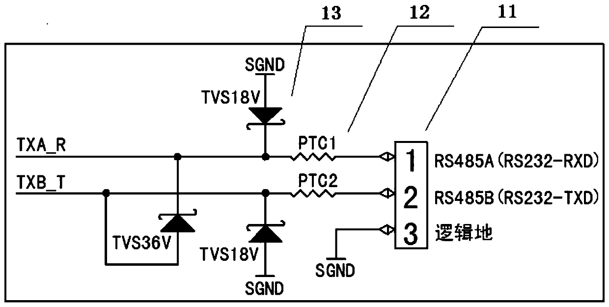 A combined interface of rs232 and rs485