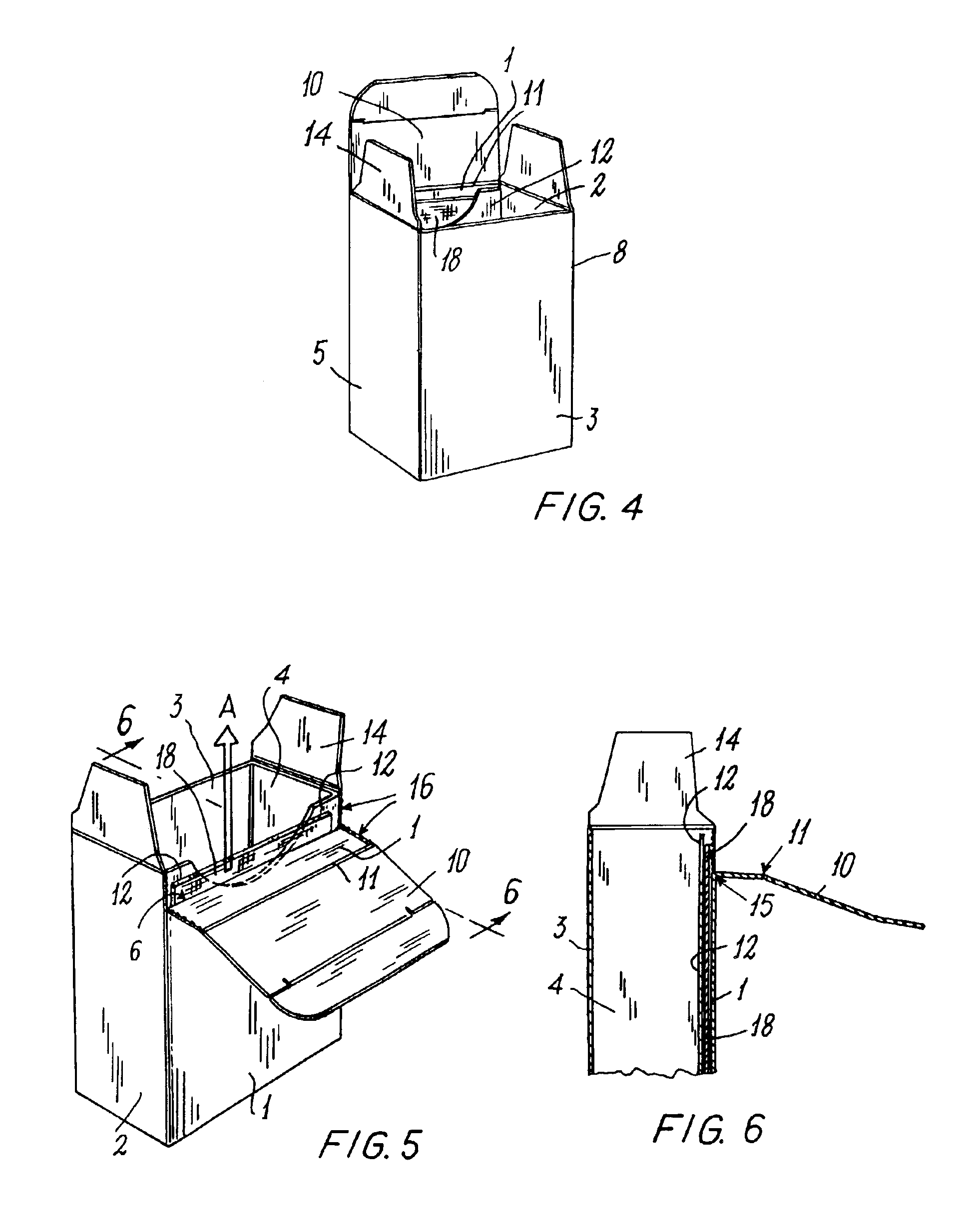 Box with folding panel for extracting an illustrative leaftlet