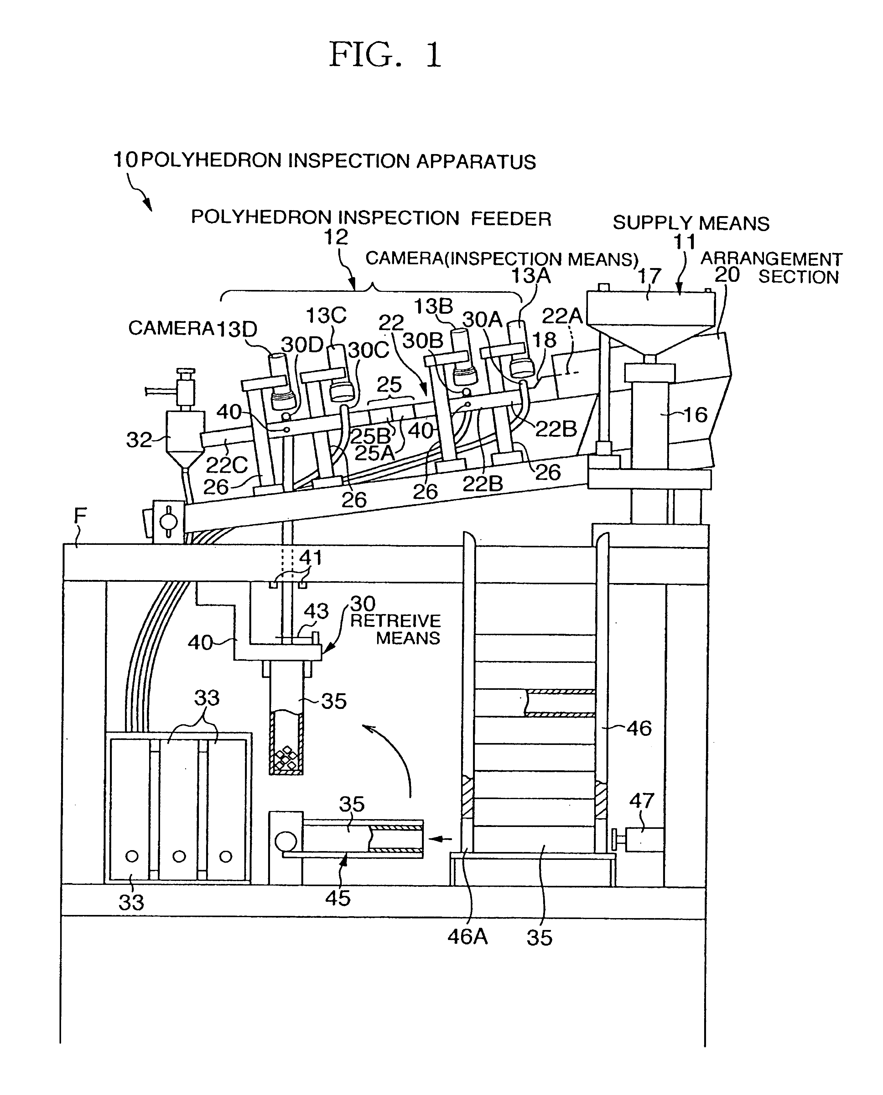 Polyhedron inspection feeder and polyhedron inspection apparatus