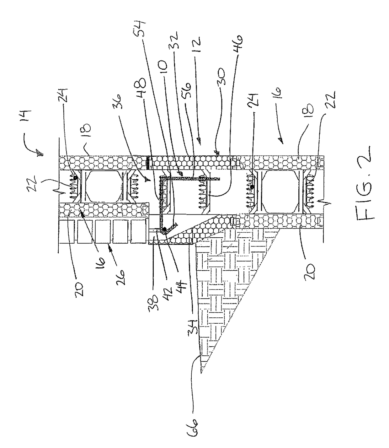 Insulated concrete ledge form reinforcement member