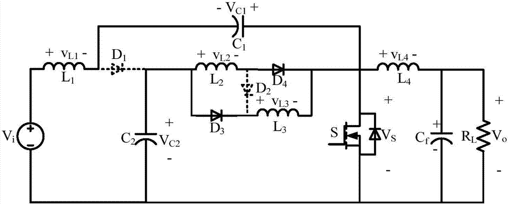 Switched inductance quasi-Z source DC-DC converter circuit