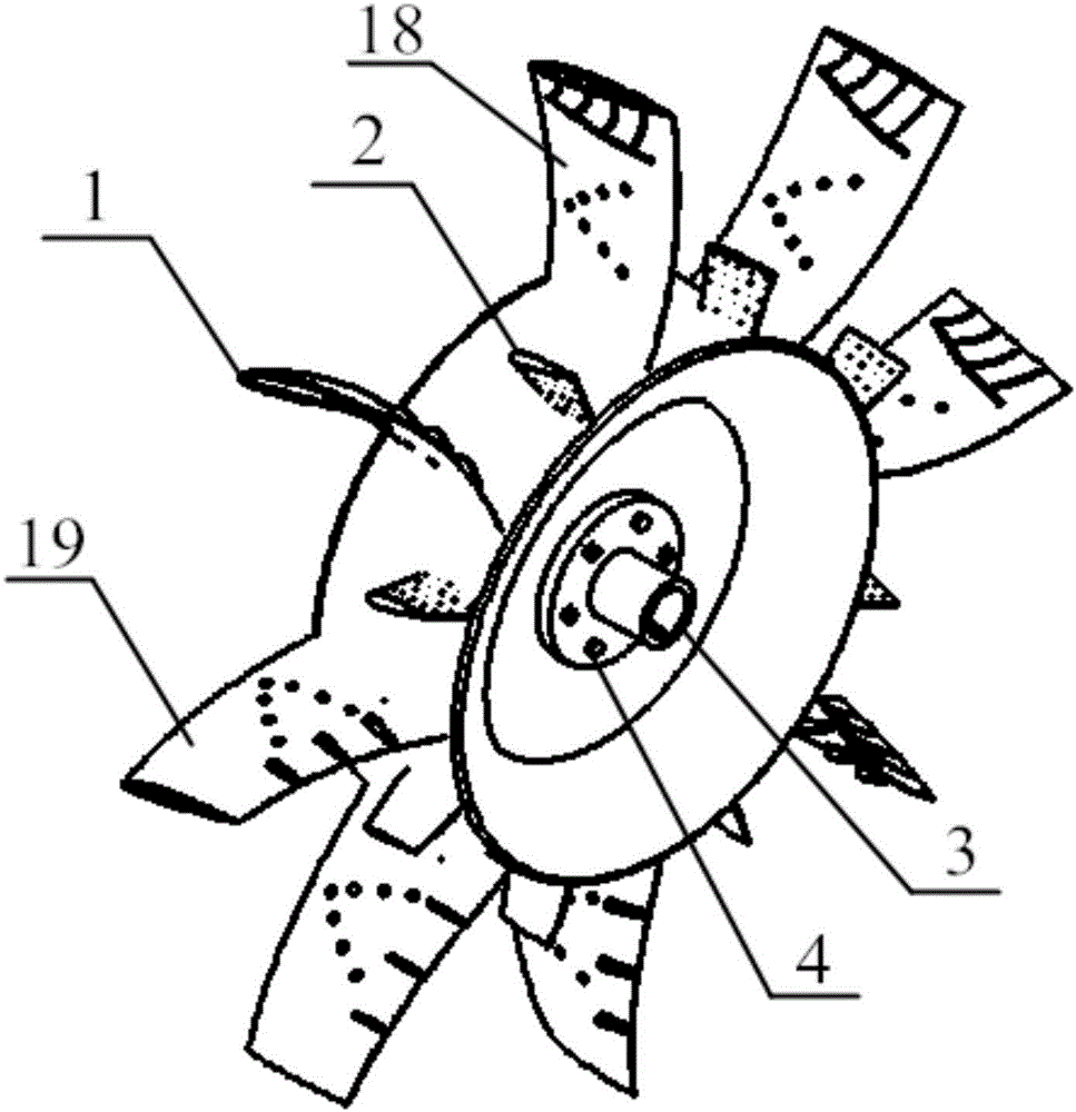 Axial flow fan 3D impeller with vein structure and splitter blades