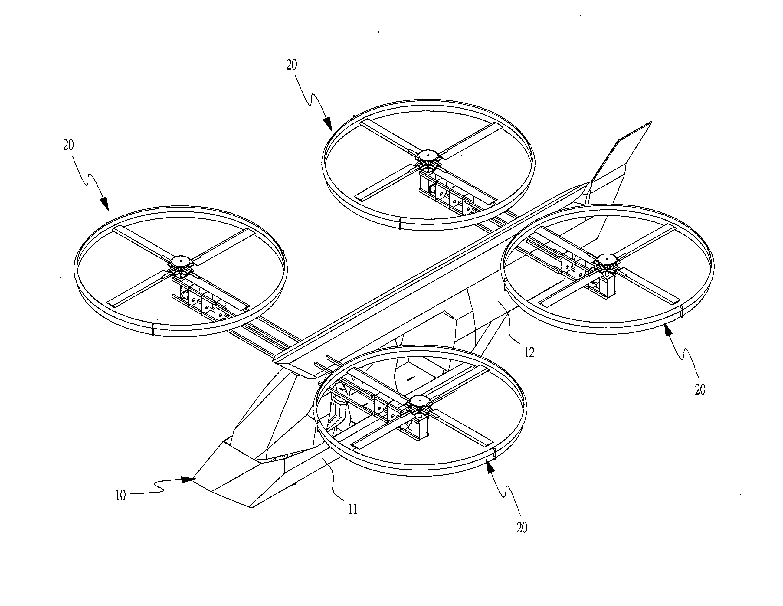 Helicopter with h-pattern structure