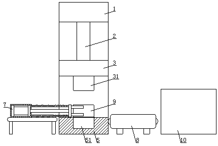 Auxiliary device applied to electric screw press and used for getting cylindrical finished product