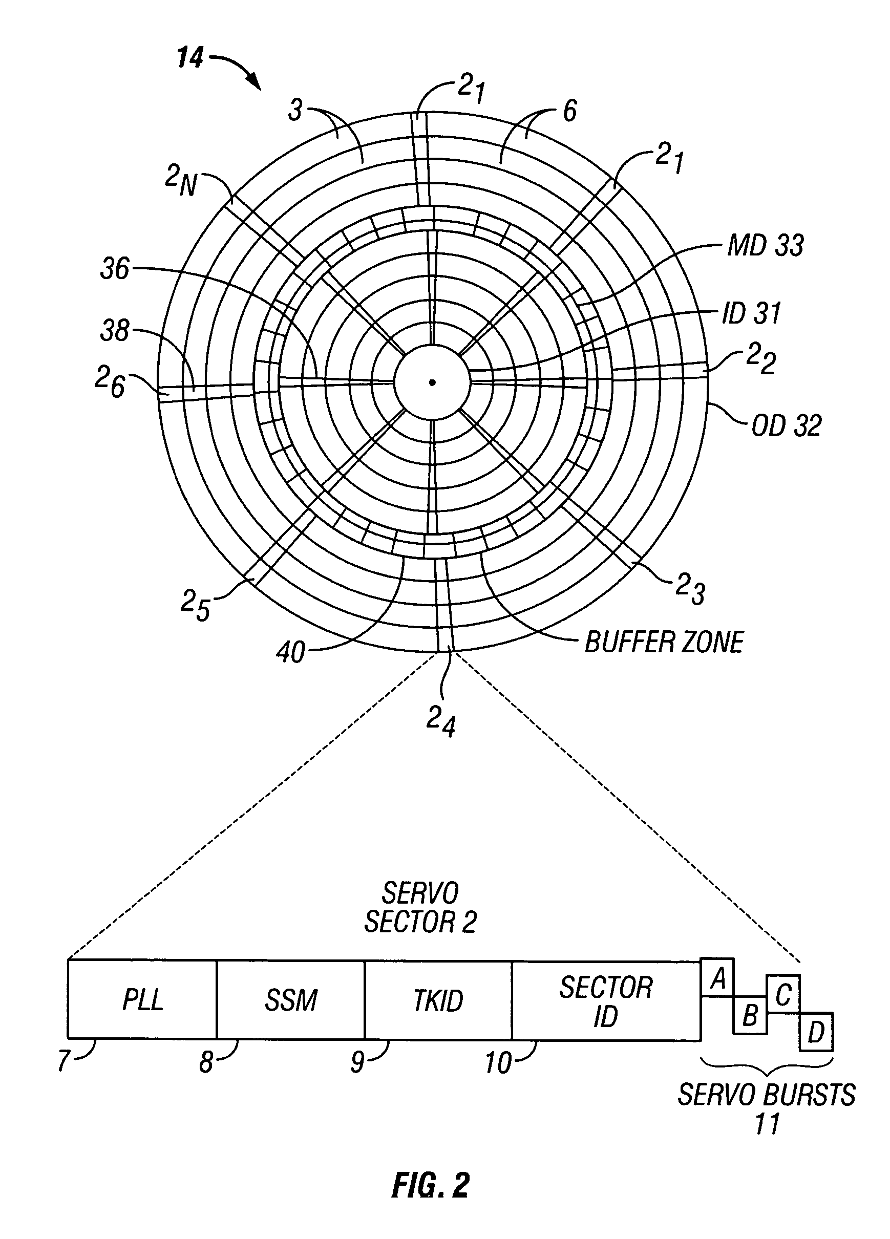 Disk drive operable with first and second servo patterns in a perpendicular media recording environment