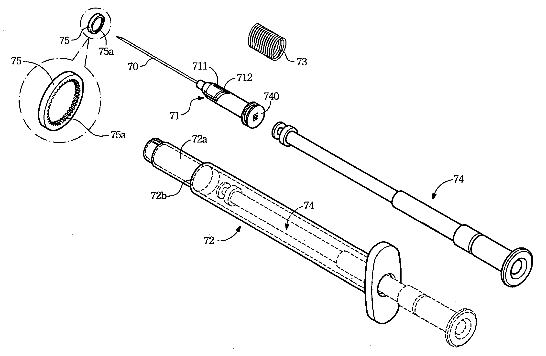 Safe medical-drug injector and collapsible plunger combination thereof