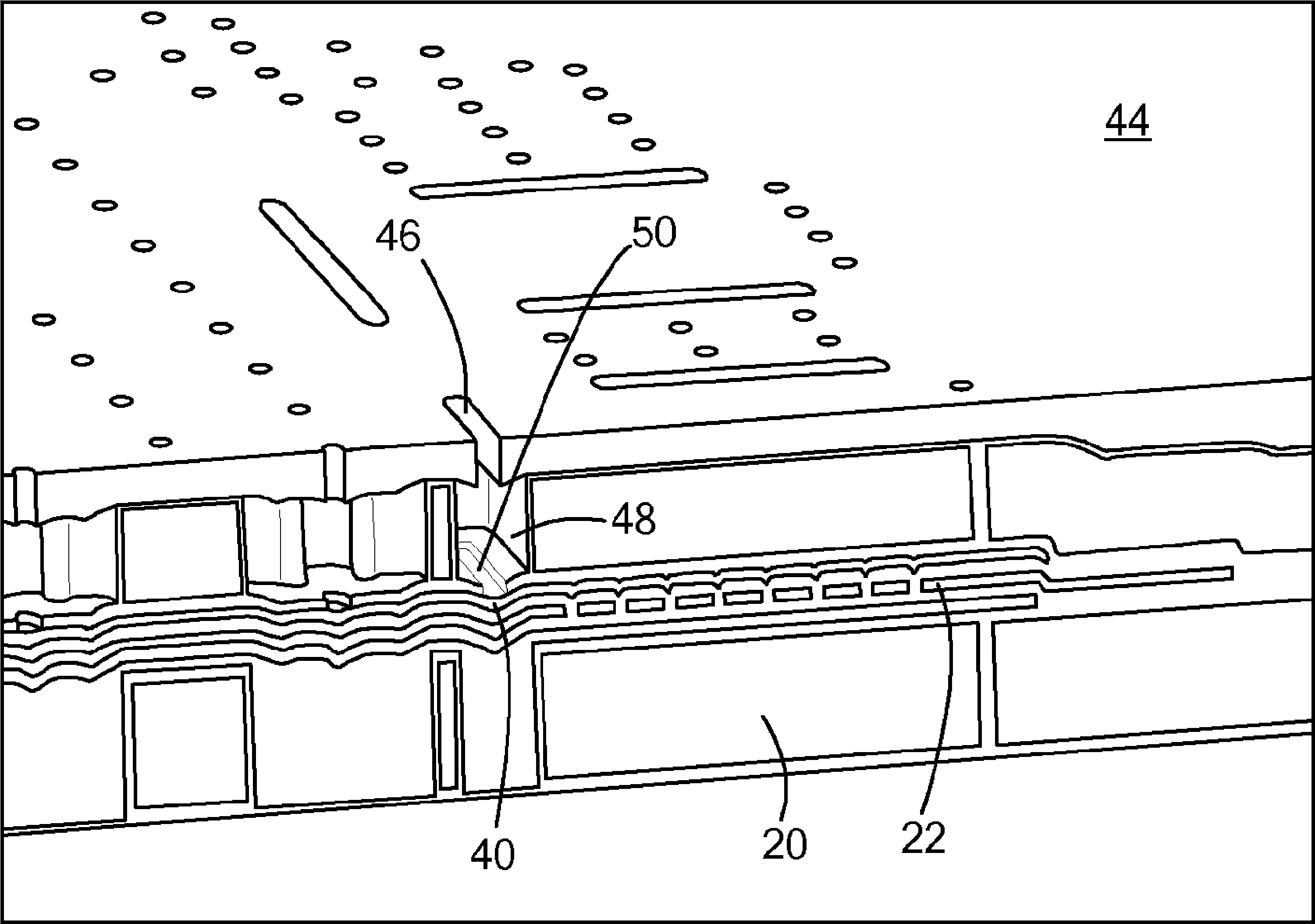 Method for etching material longitudinally spaced from etch mask