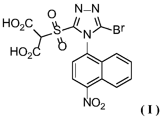 Nitro-substituted triazolesulfonylmalonic acid compounds as well as preparation method and application thereof