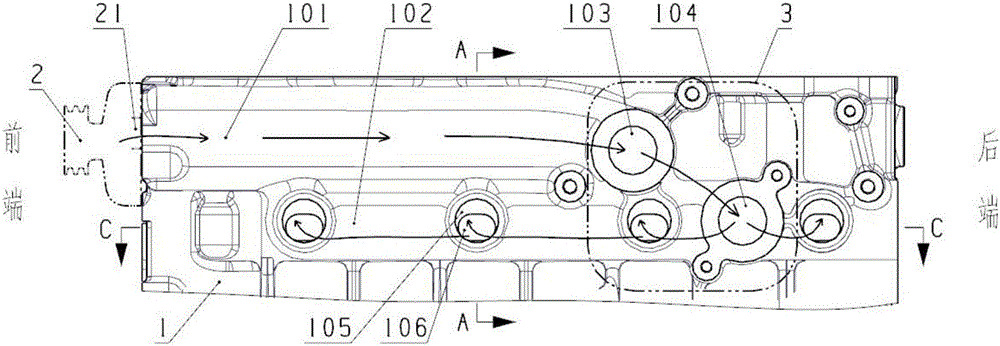 Cylinder body of multi-cylinder diesel engine