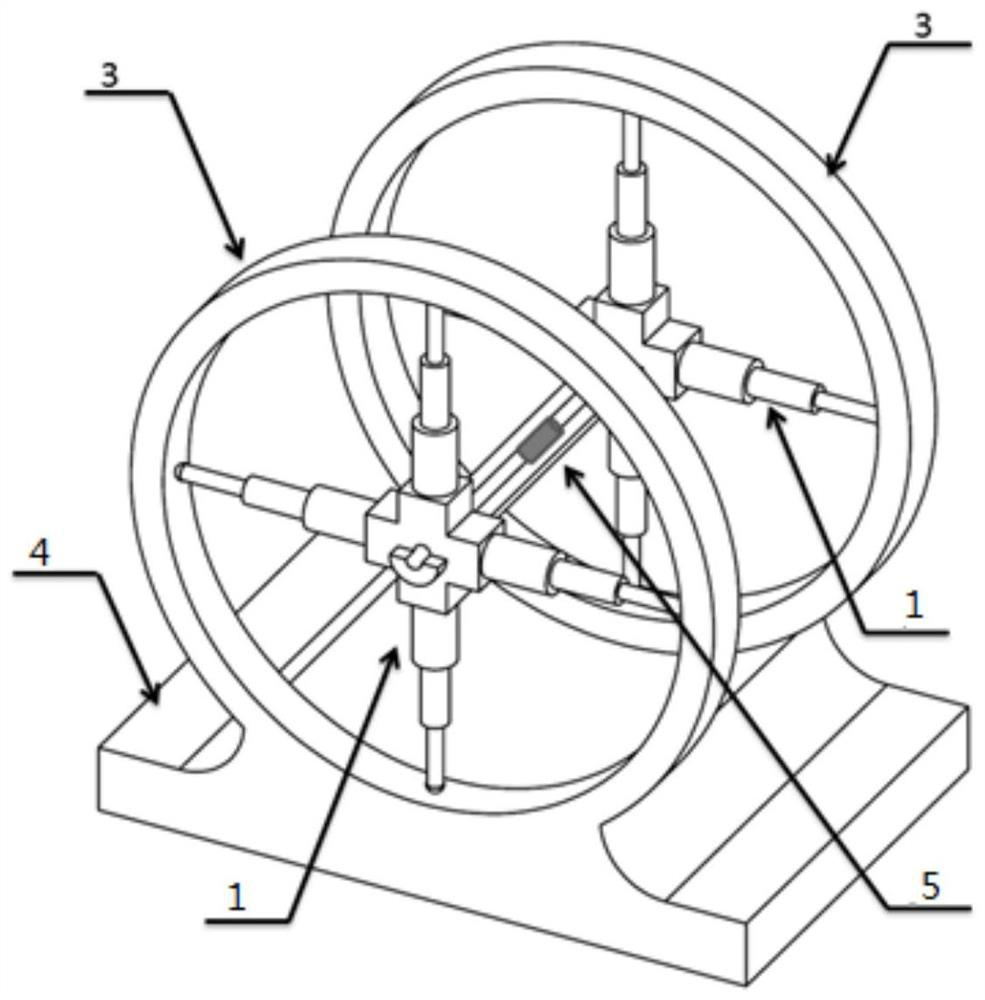 A fixture for fixing a test piece for Helmholtz coil testing