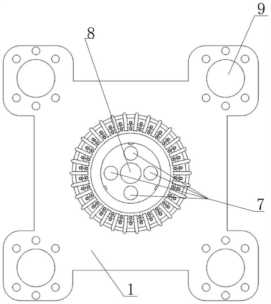 A central hub coaxially connected with a waveguide feed source and its application
