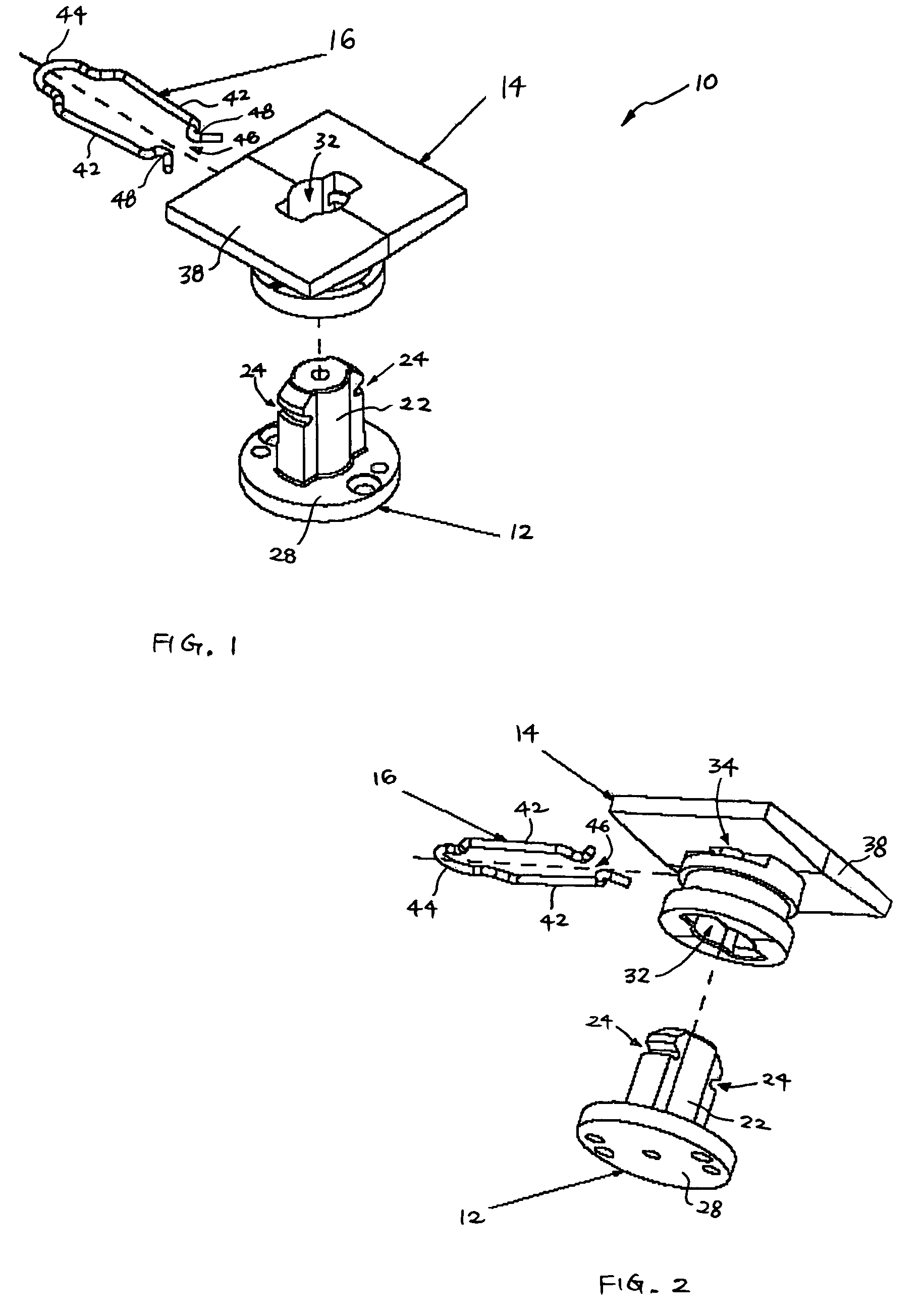 Spring loaded attachment mechanism for camera and base