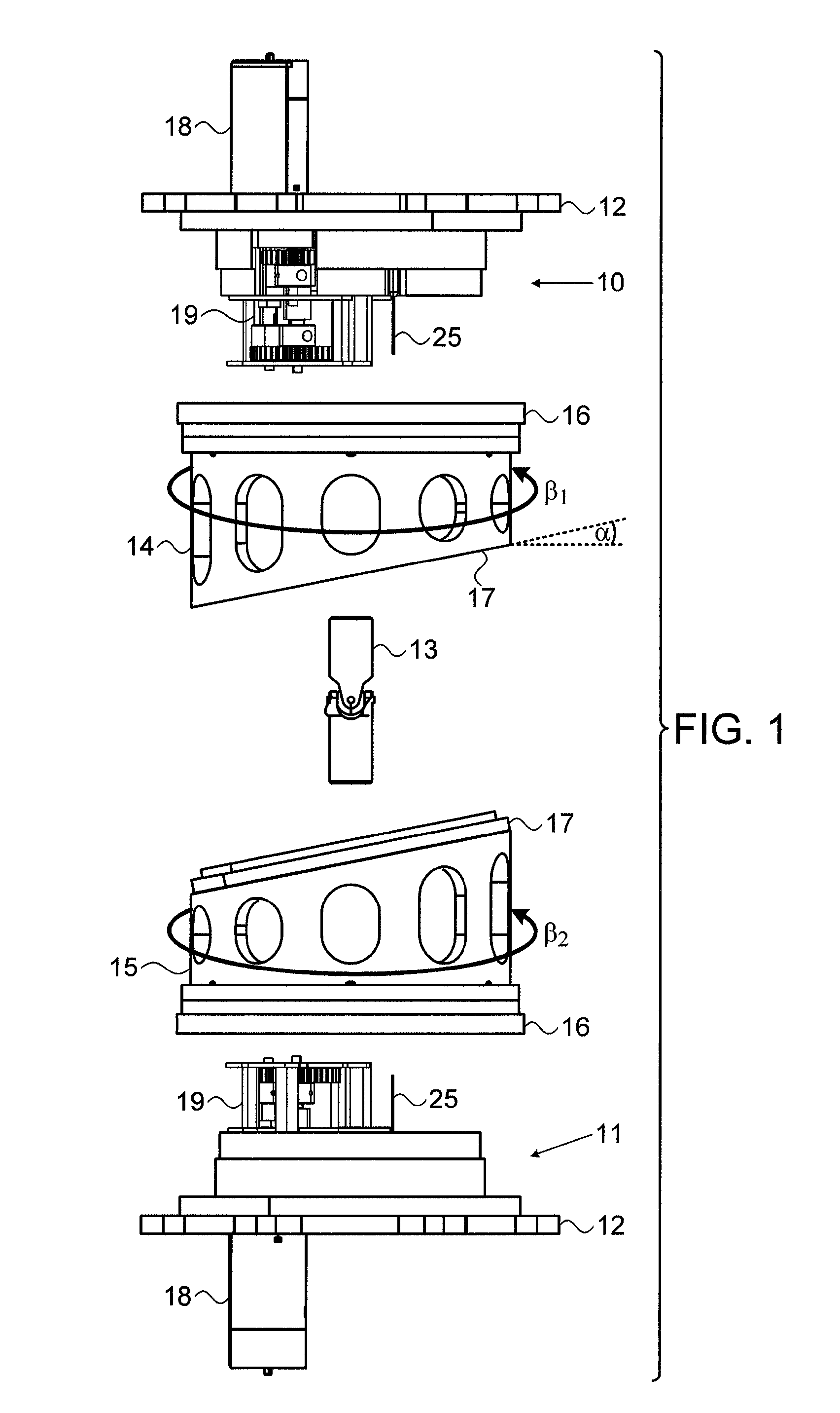 Robotic mechanism with two degrees of freedom