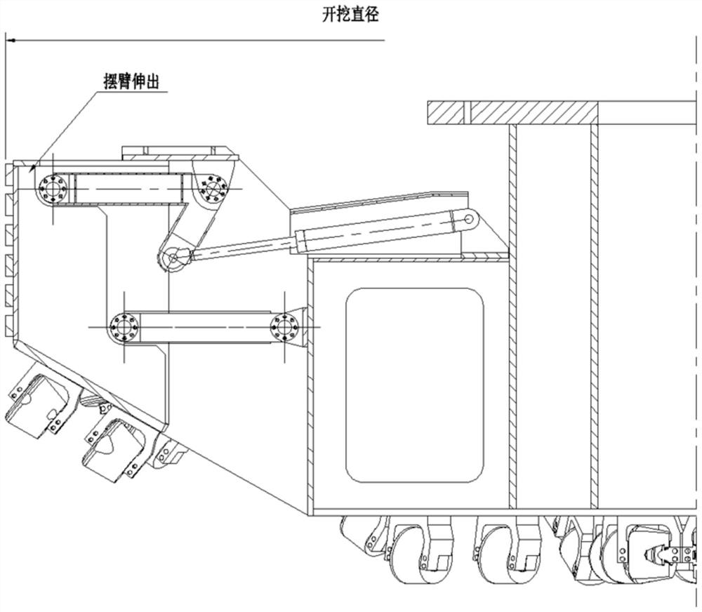 Full-section telescopic cutter head structure for vertical shaft heading machine